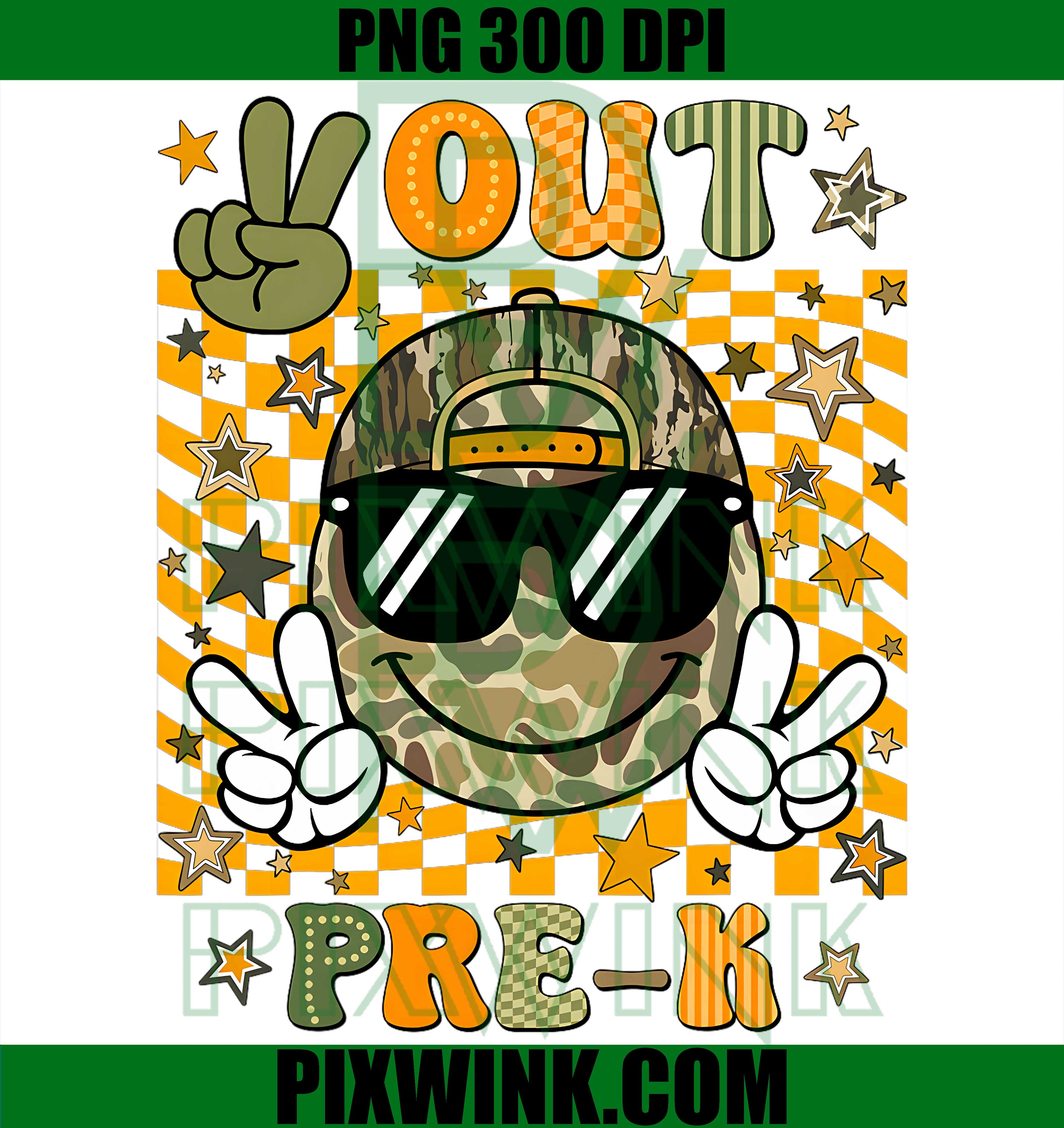 Peace Out Pre K Camo PNG, Last Day School Graduation Kids PNG