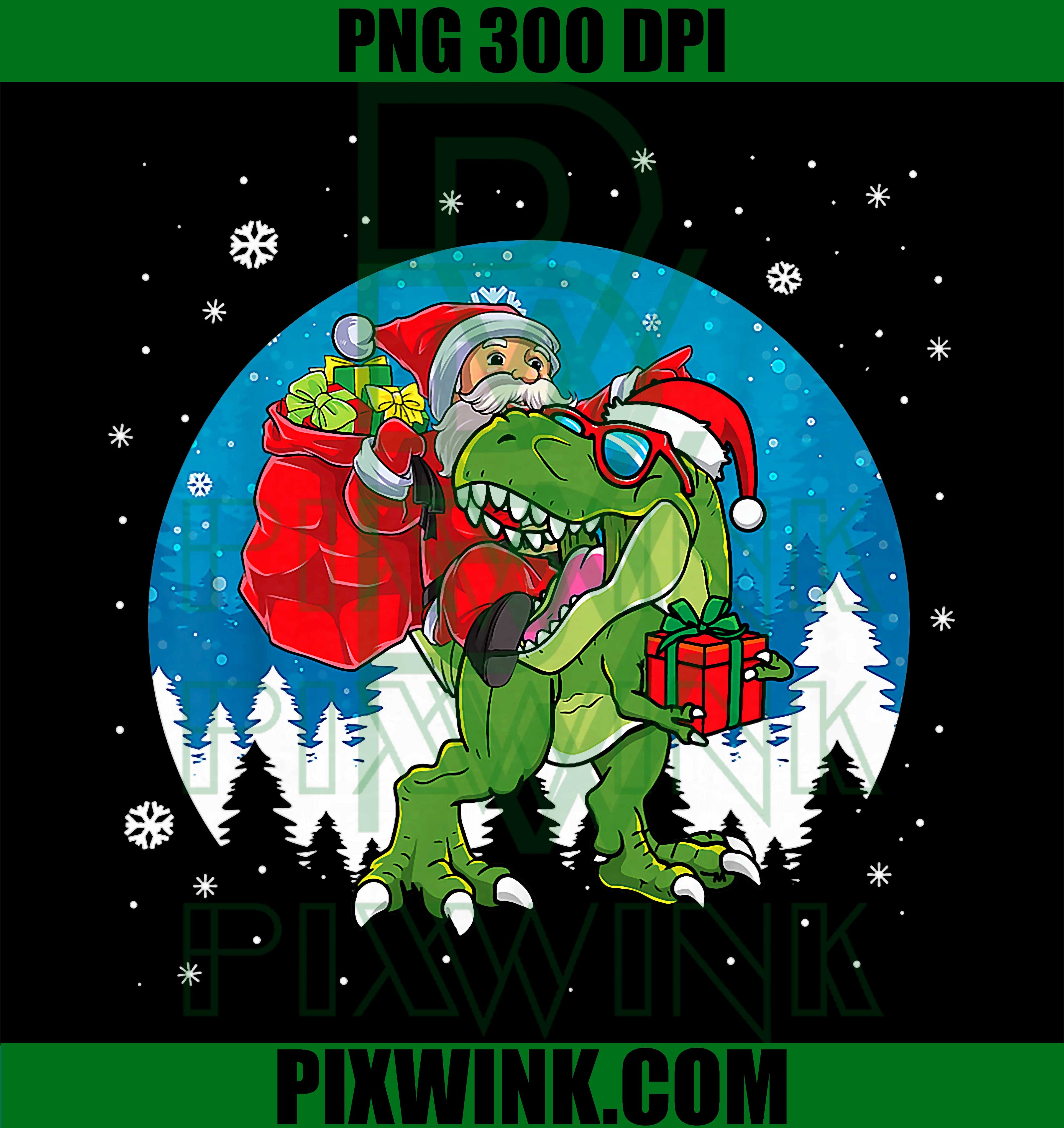 Santa Riding Dinosaur PNG, T Rex Boys Xmas PNG