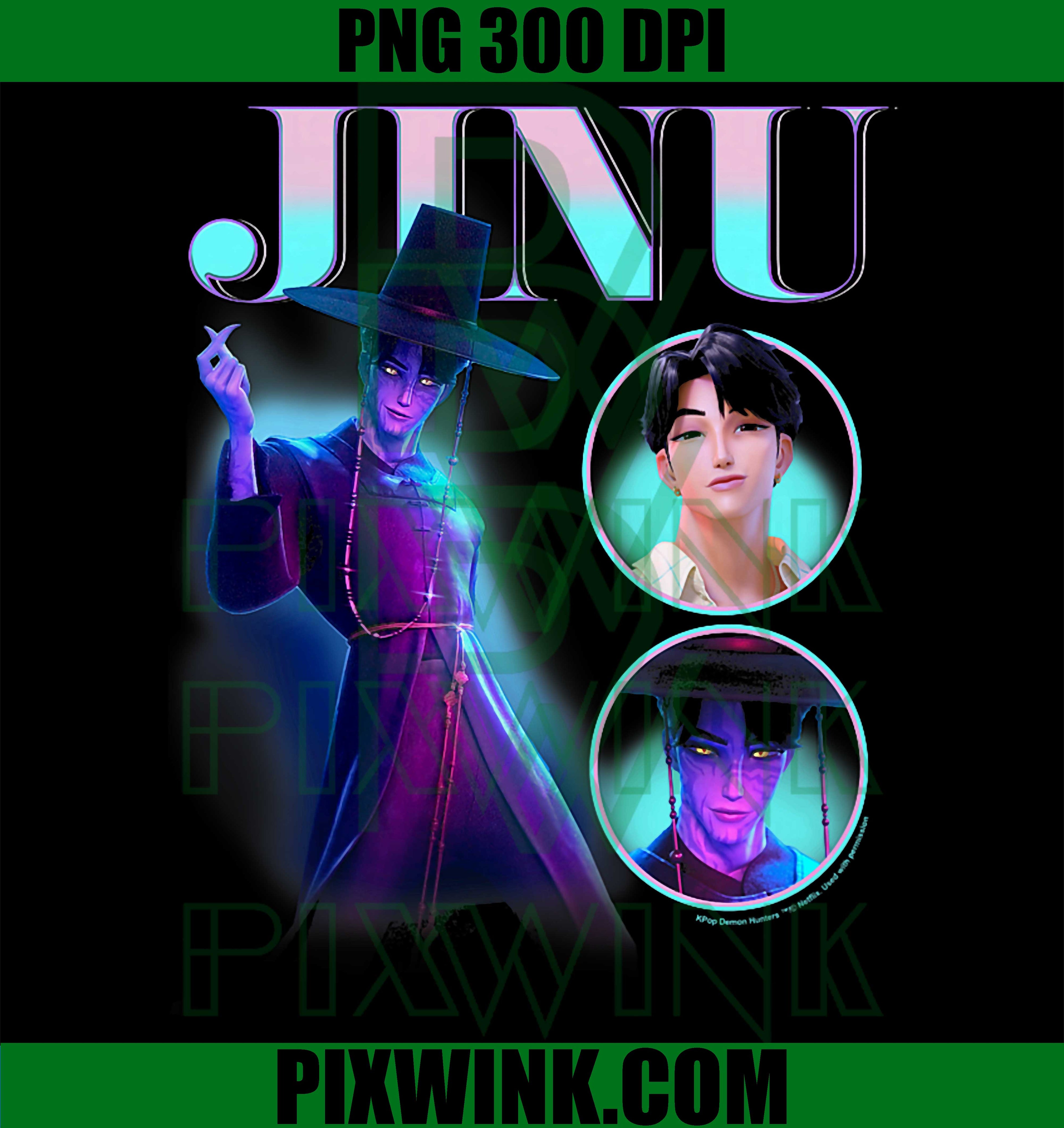 Kpop Demon Hunters PNG, Jinu Y2K Style Poster PNG