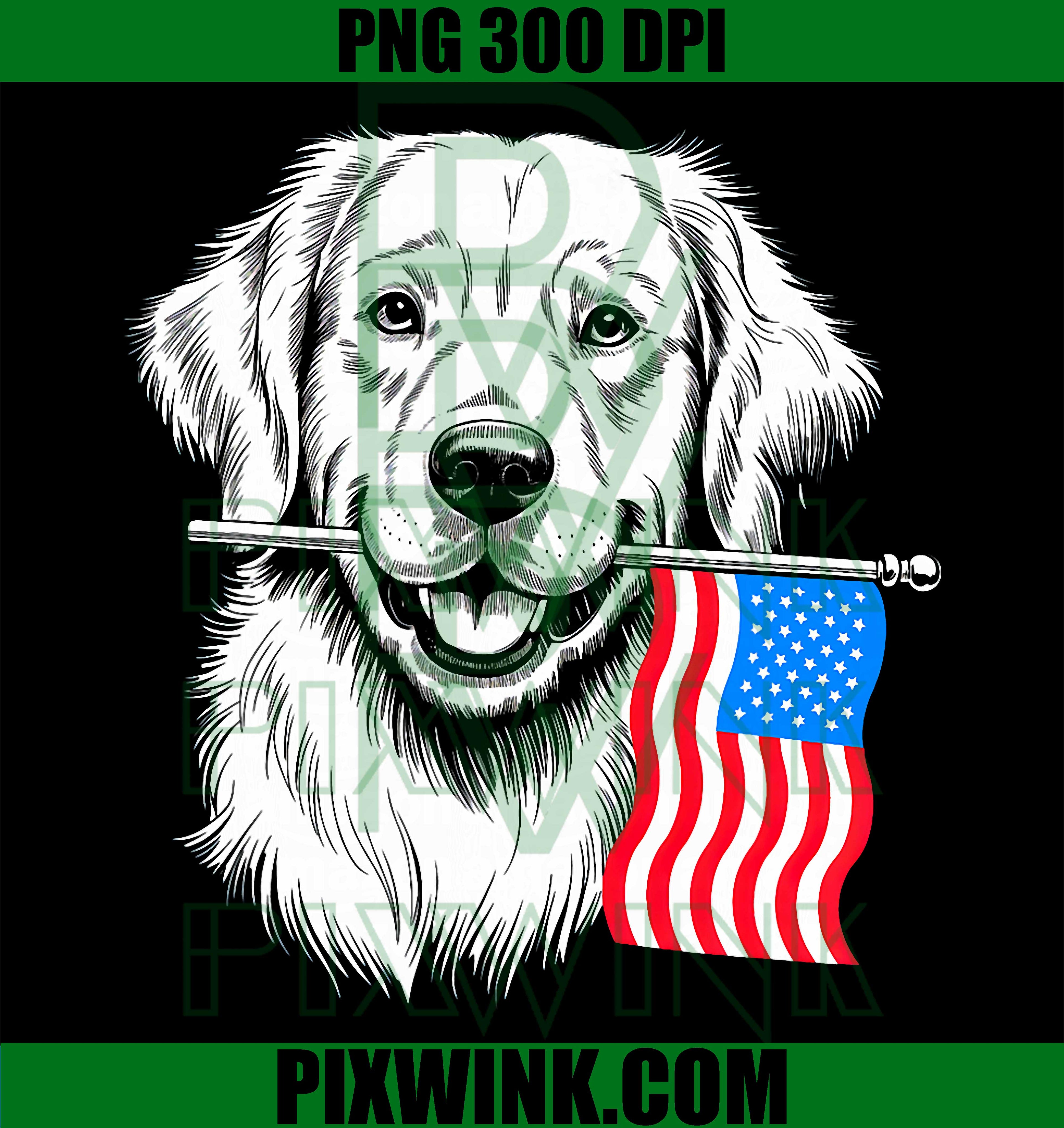 Golden Retriever Patriotic PNG, Merica American Dog PNG