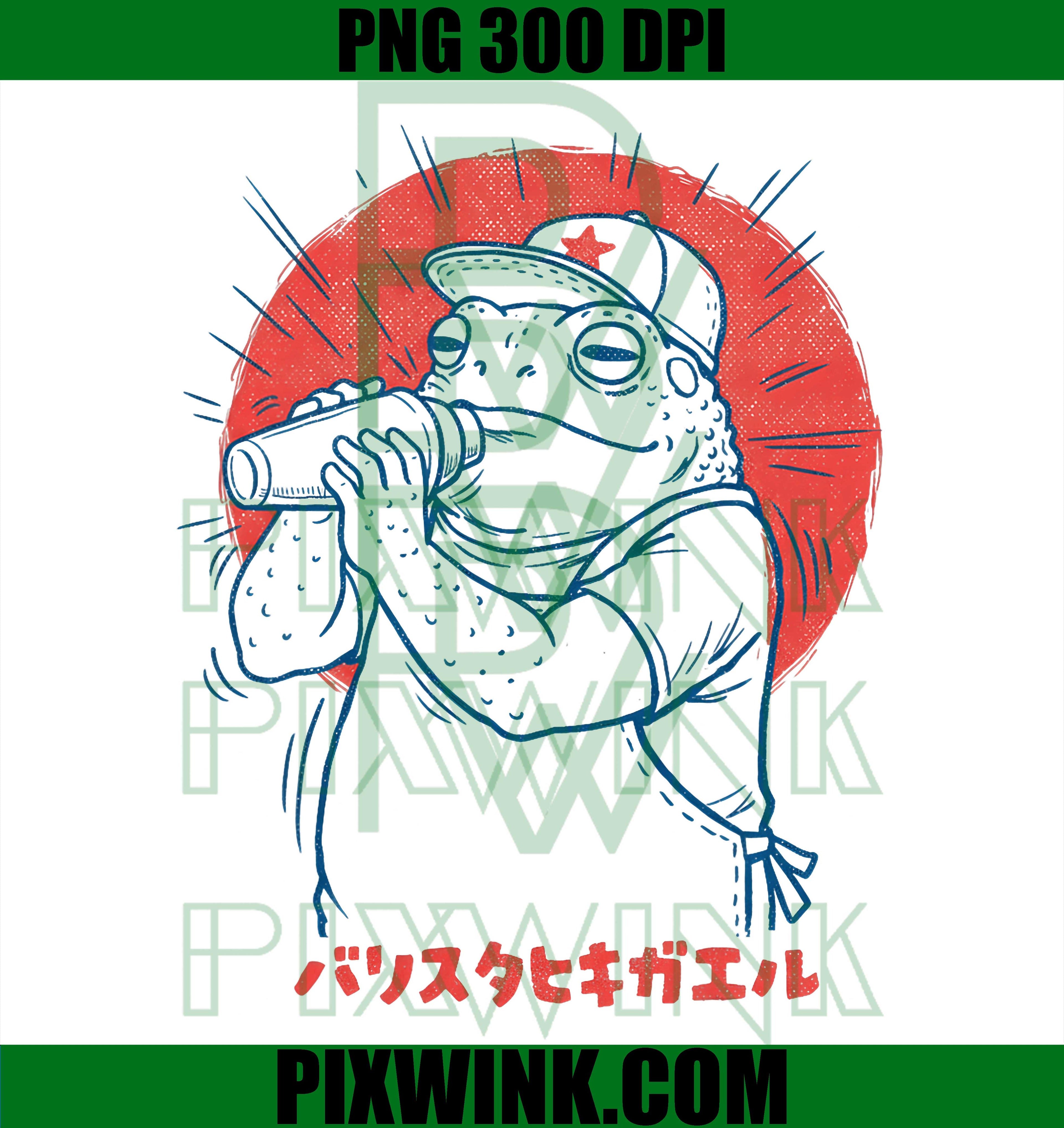 Barista Toad PNG, Frog Coffee PNG, Japanese Style Frog Design PNG