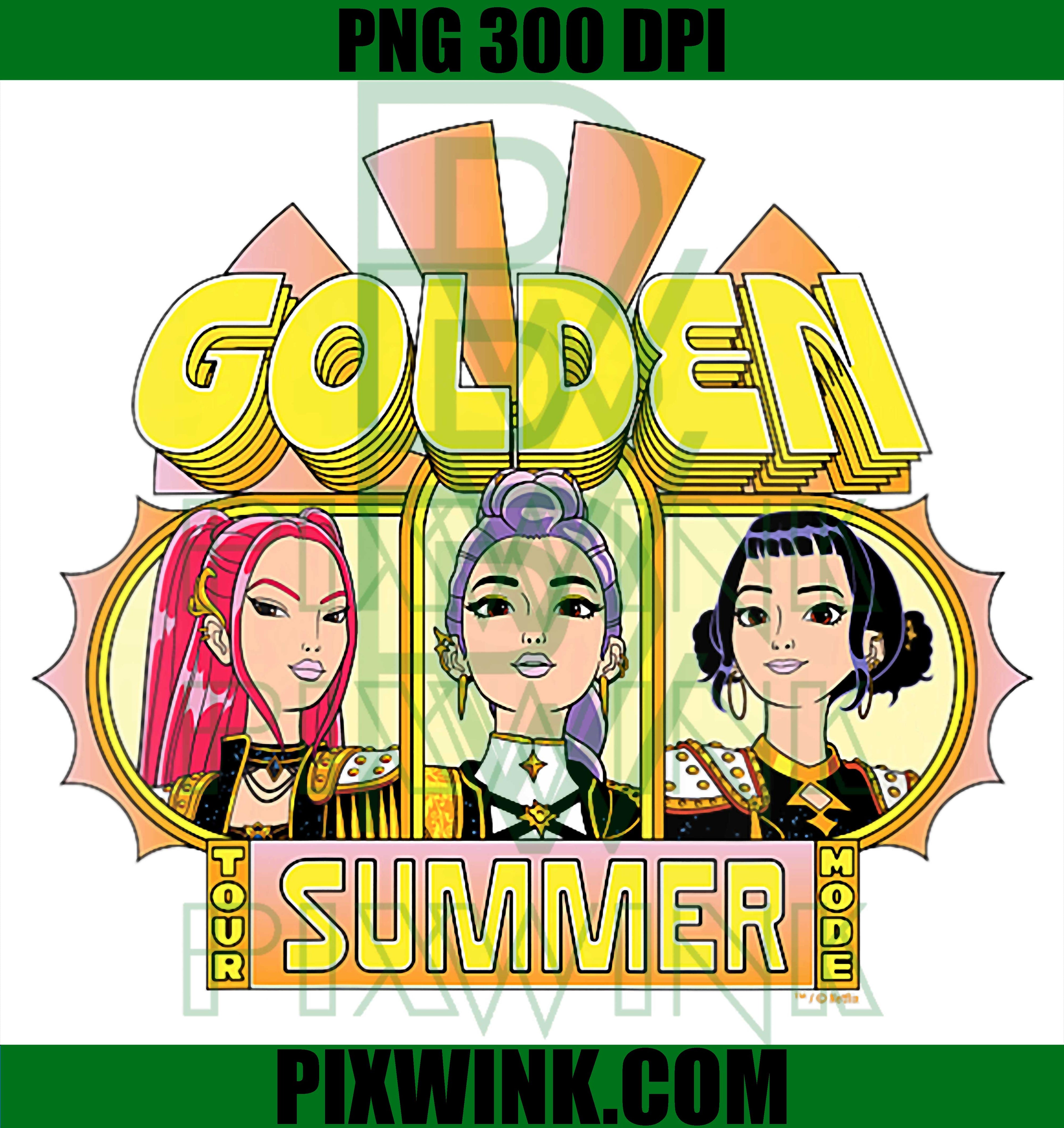 Kpop Demon Hunters PNG, Golden Summer Festival Anime Vibe PNG