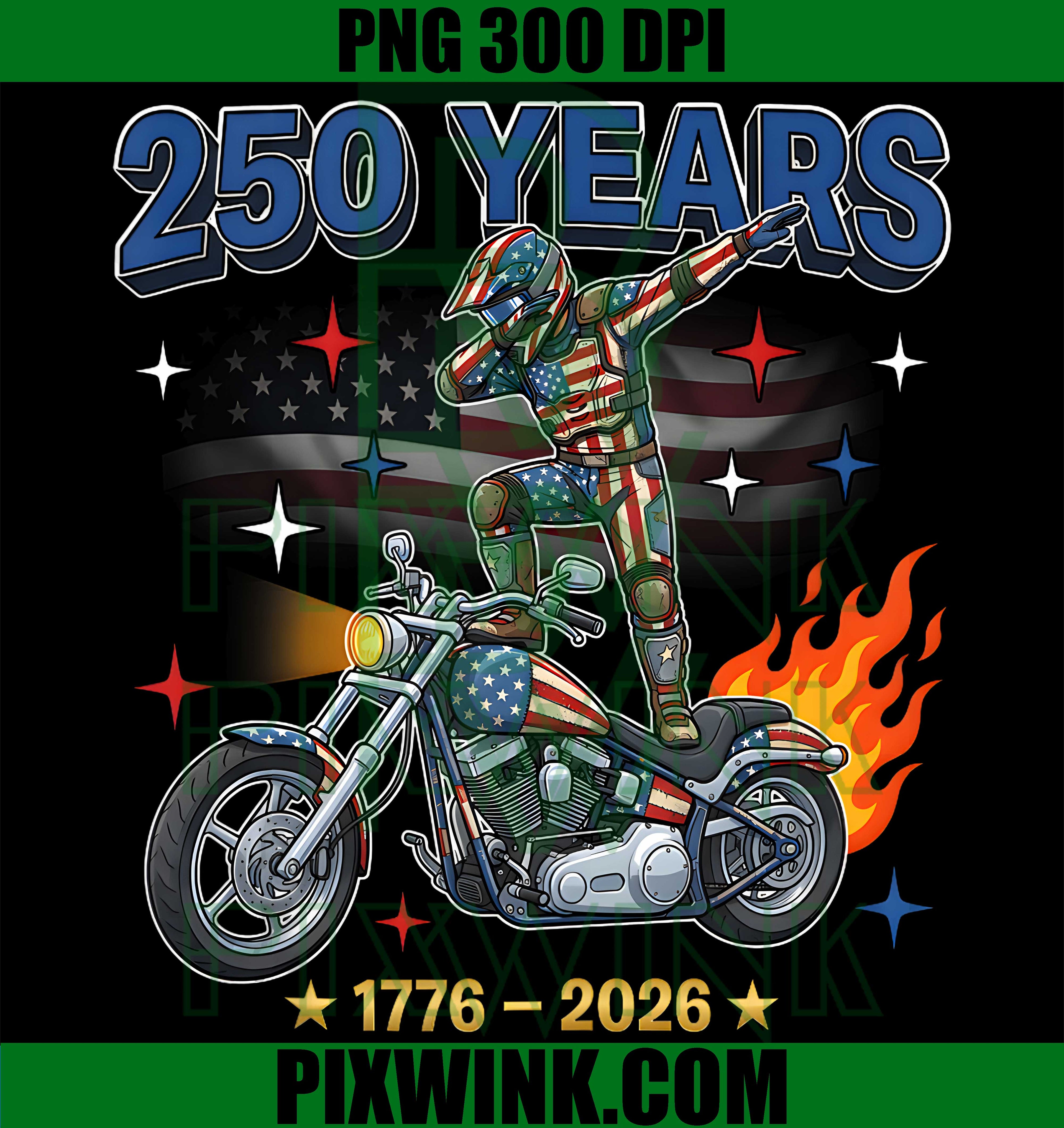 Dabbing Bike Biker PNG, Motorcycle USA PNG, 250 Anniversary America PNG