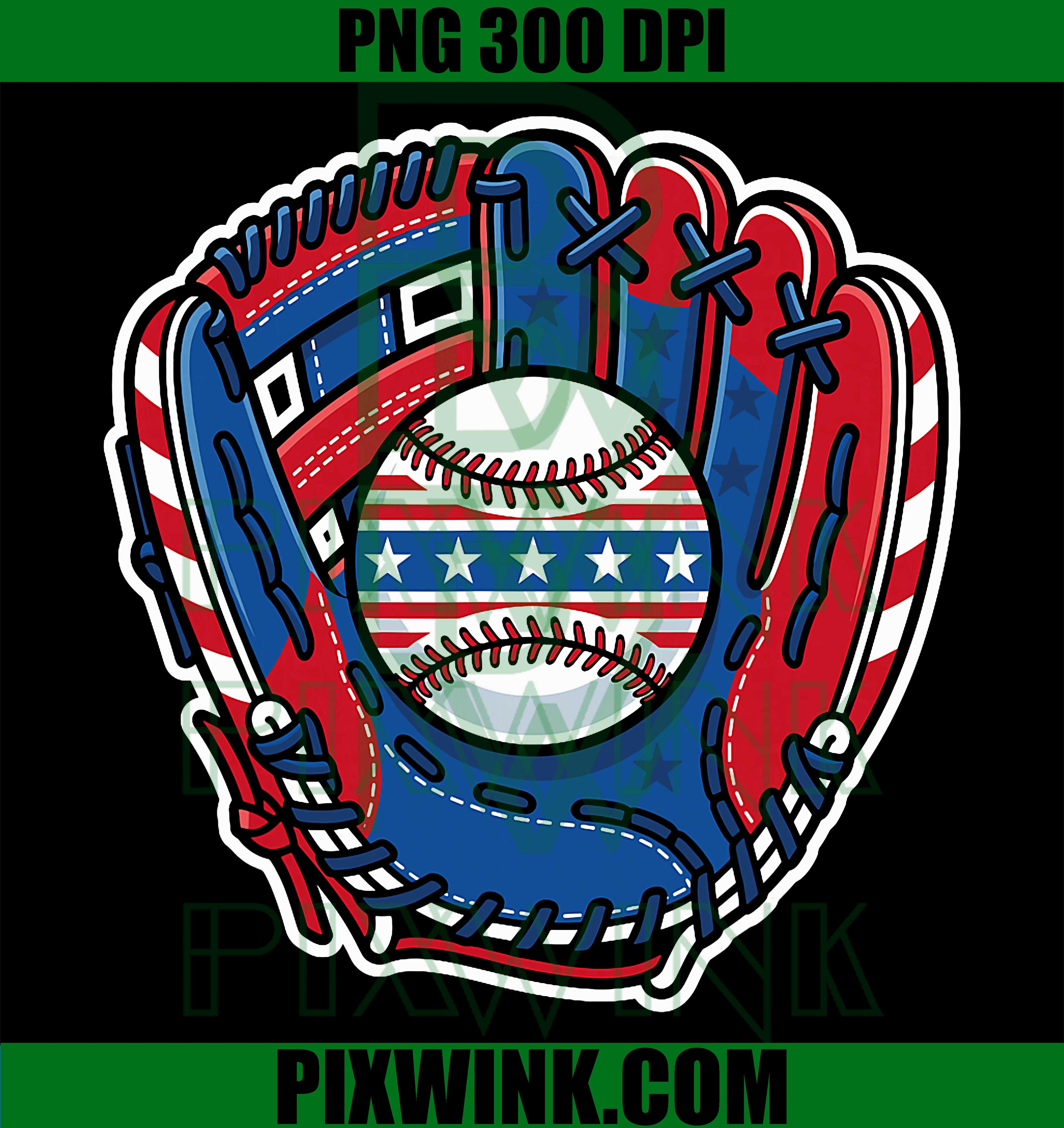 Patriotic Baseball Glove Drip PNG, American Flag Baseball PNG