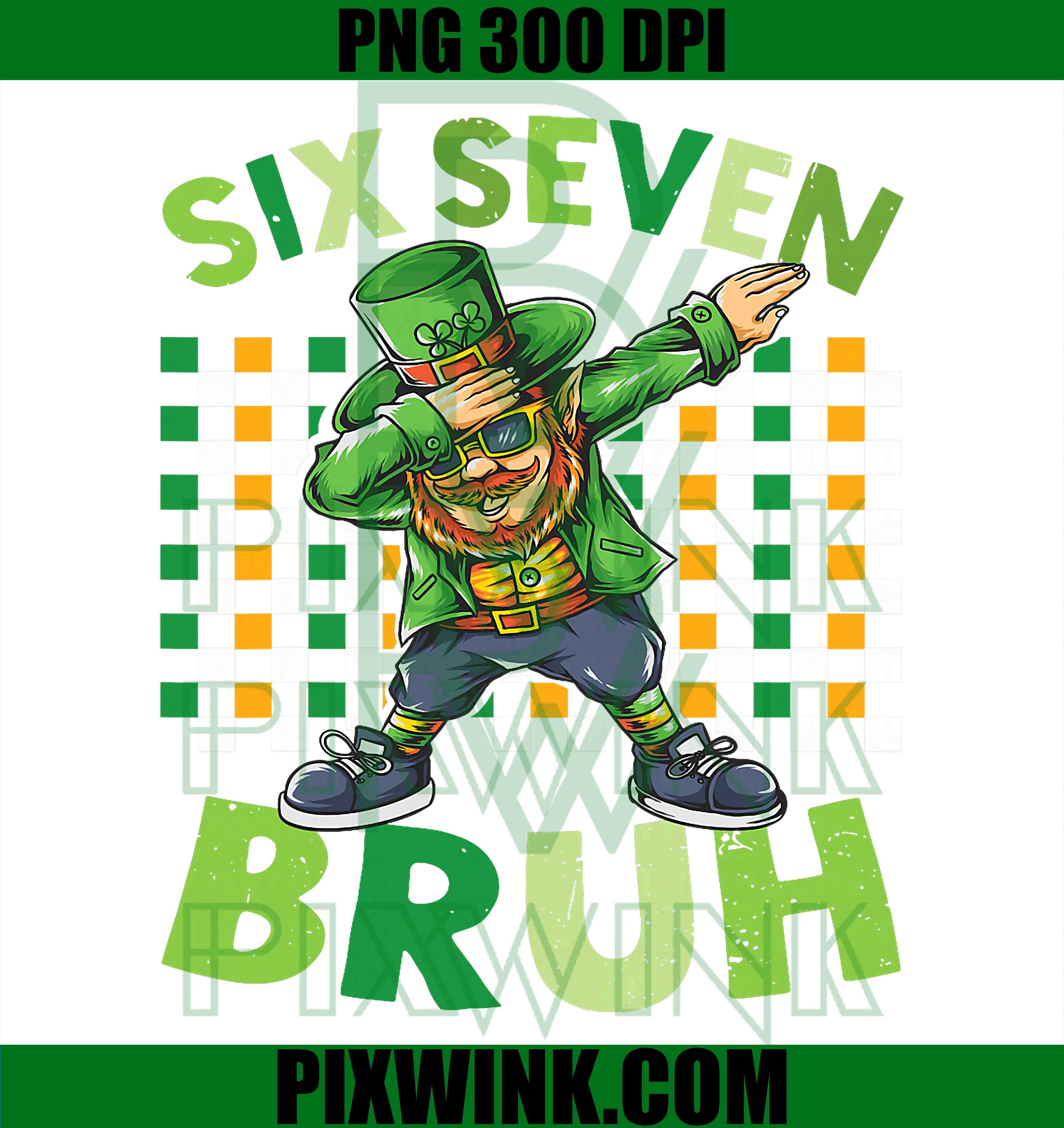 Six Seven Bruh PNG, Dabbing Leprechaun PNG, St Patricks Meme PNG