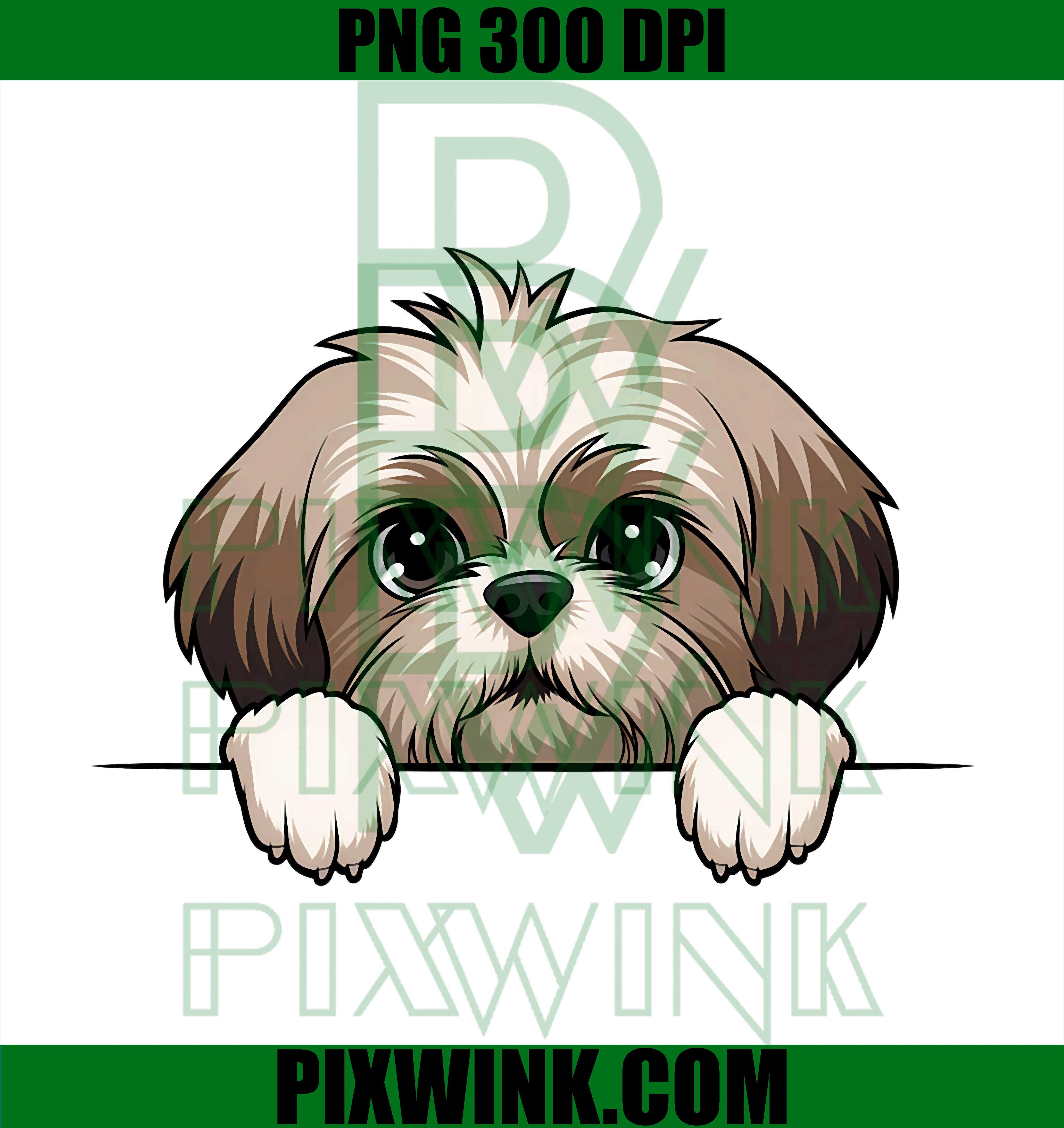 Cute Shih Tzu Peeking Puppy PNG,  Funny Dog Lover PNG