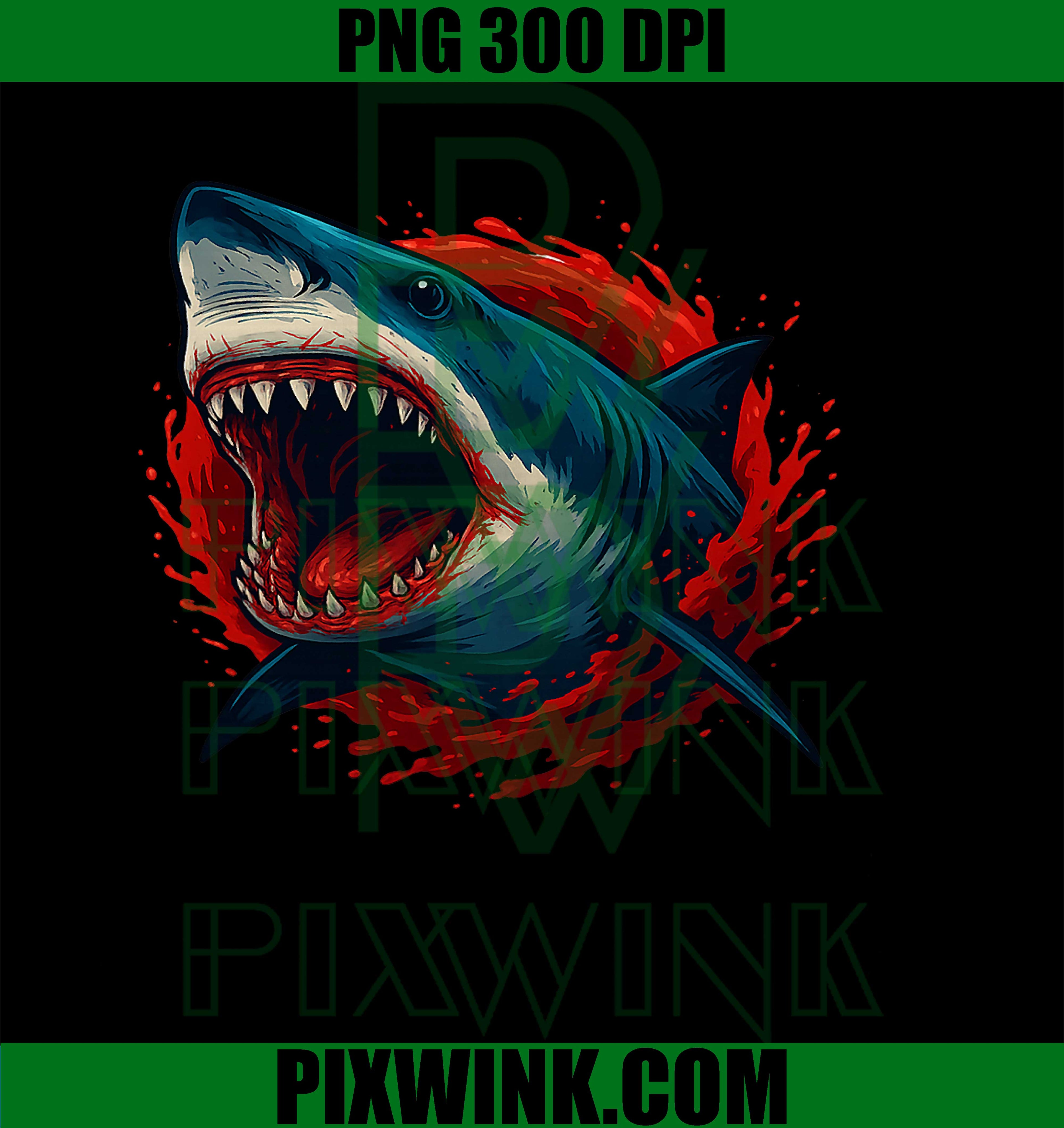 Scary Great White Shark Ocean Horror Graphic PNG