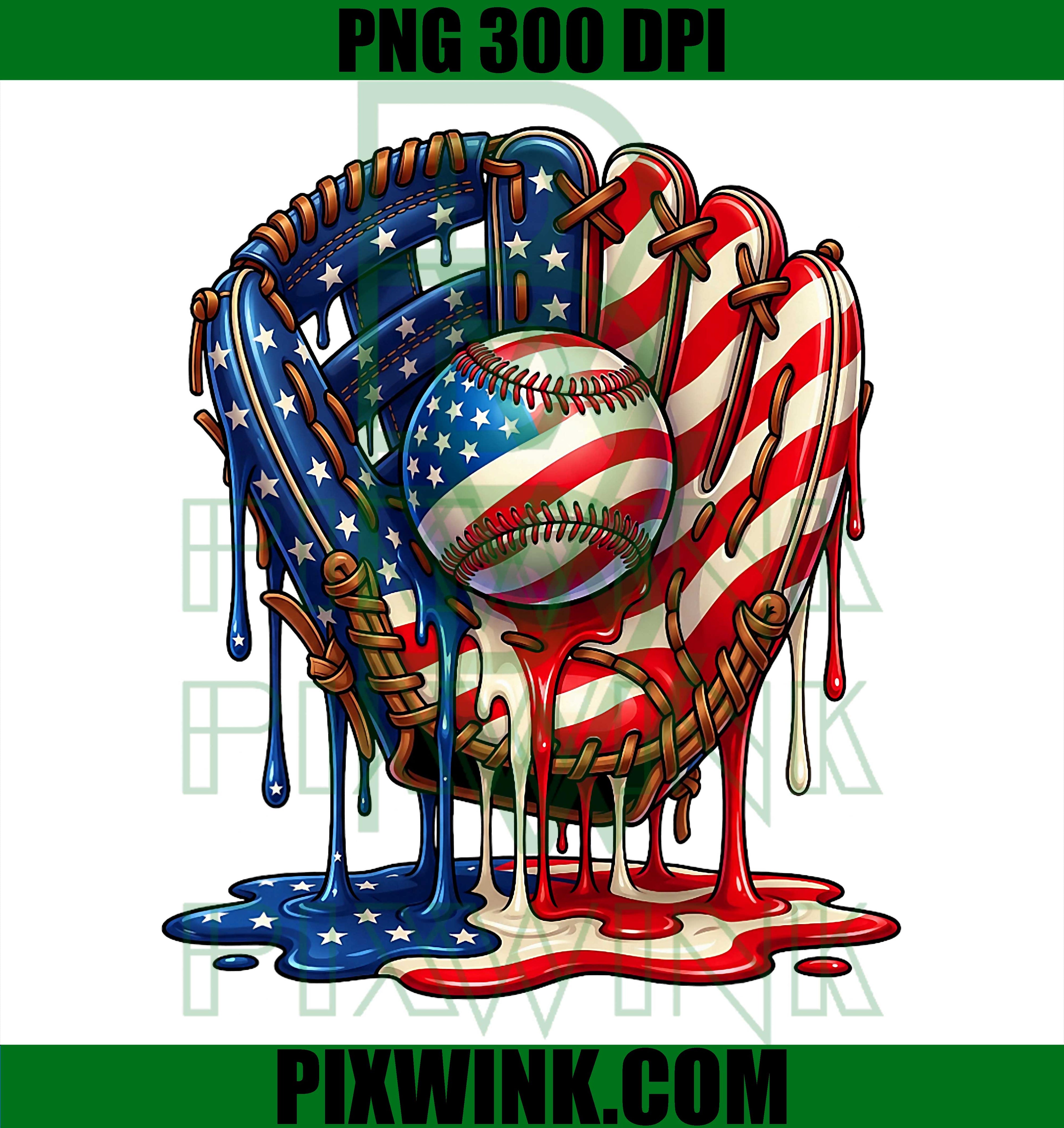 Baseball Patriotic Ball Glove PNG, USA Flag Baseball Player Fan PNG