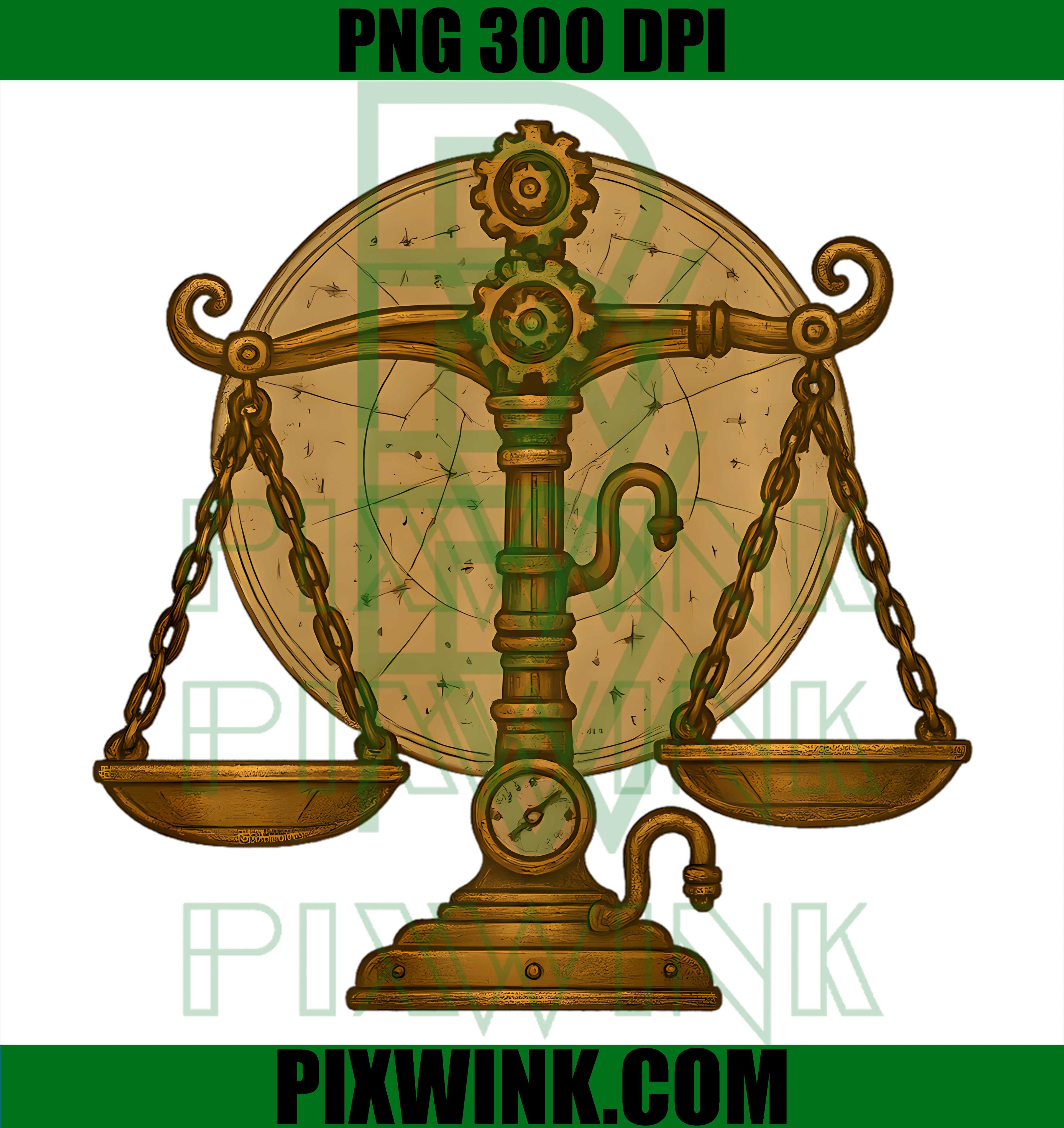 Libra Steampunk Zodiac Scales Gear PNG, Astrology Tech Performance Graphic PNG