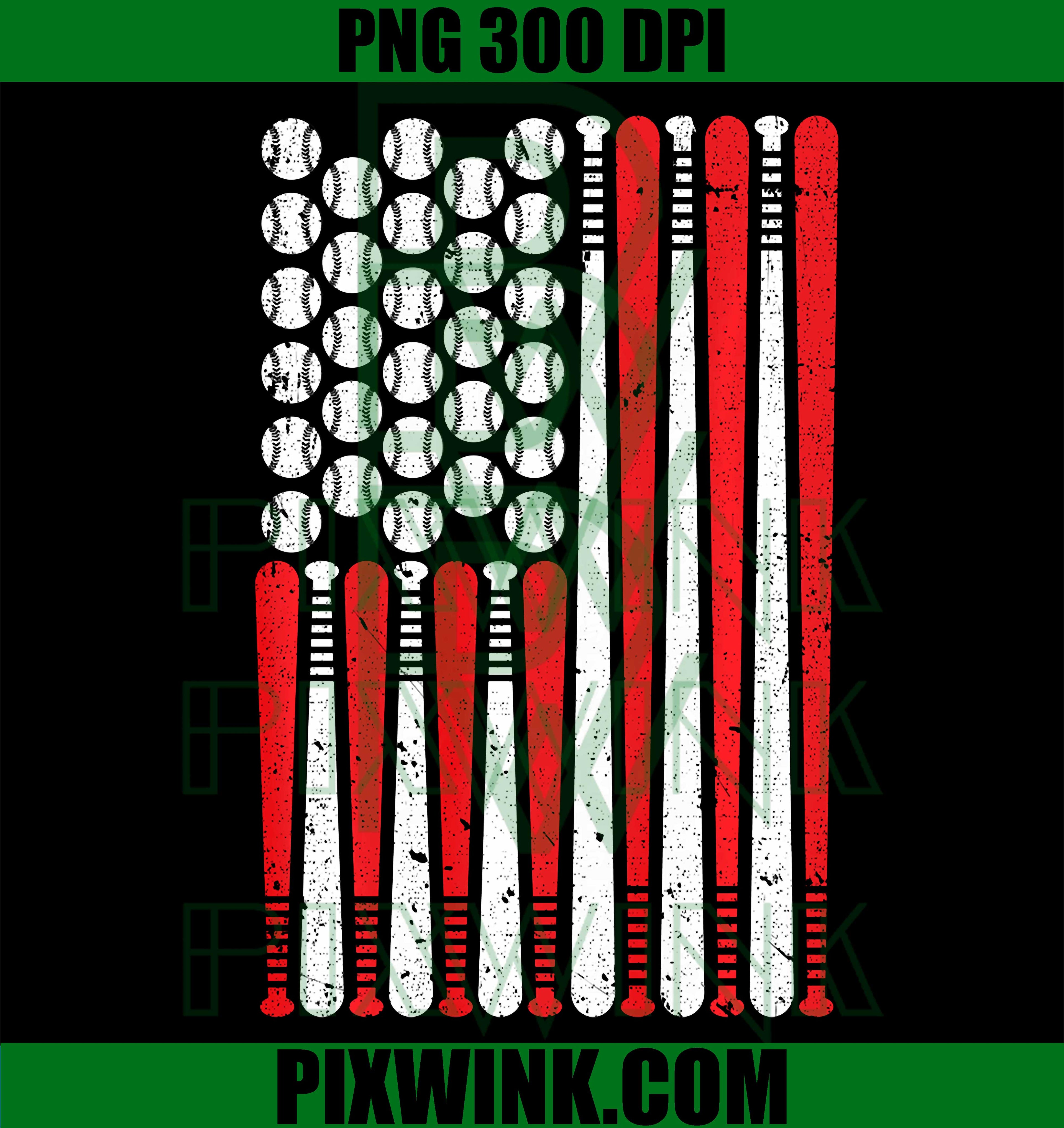 Baseball Men Boys Kids PNG, USA Patriotic American Flag PNG
