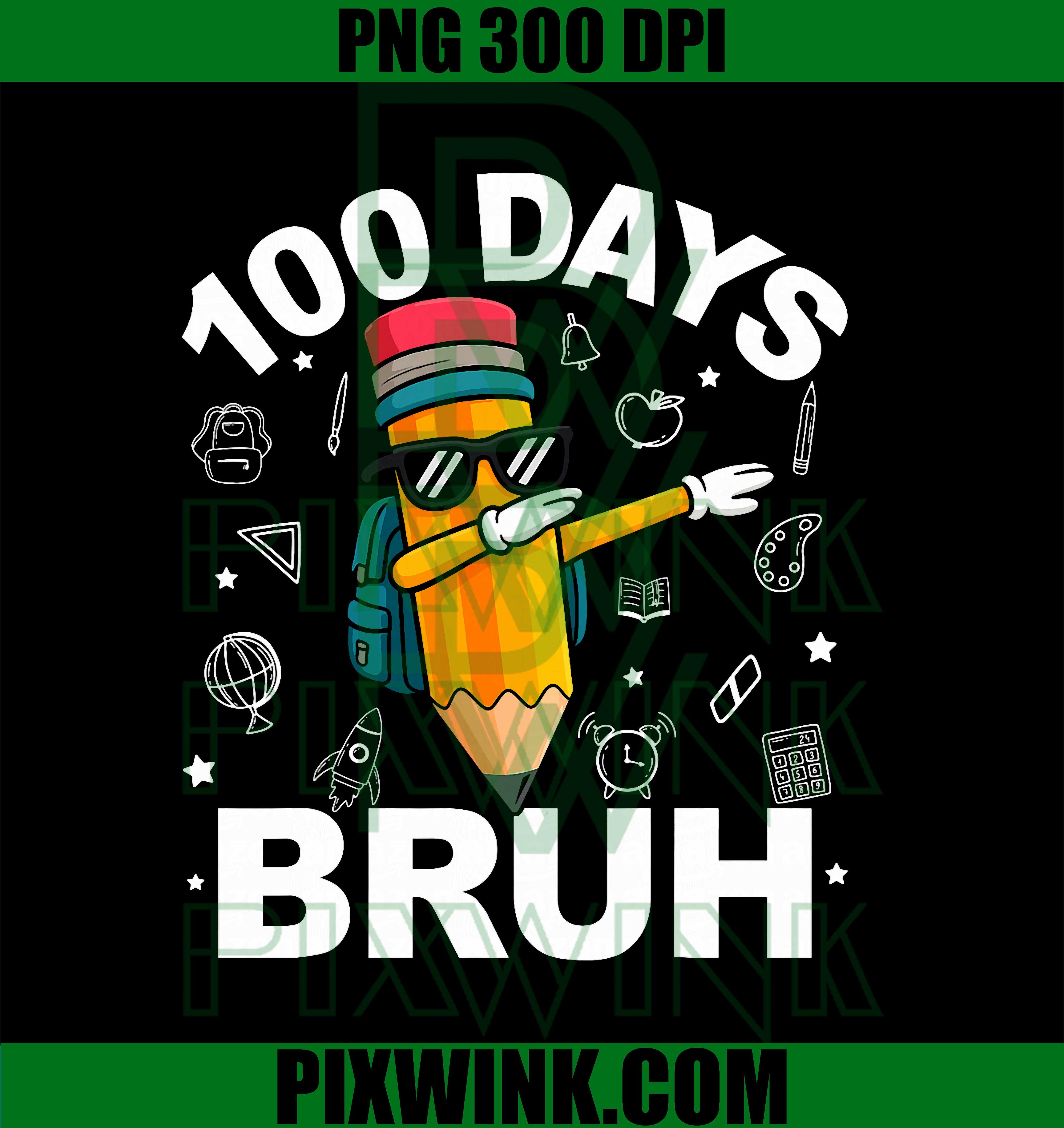 Bruh 100 Days of School, 100th Day of School Dabbing Boys PNG