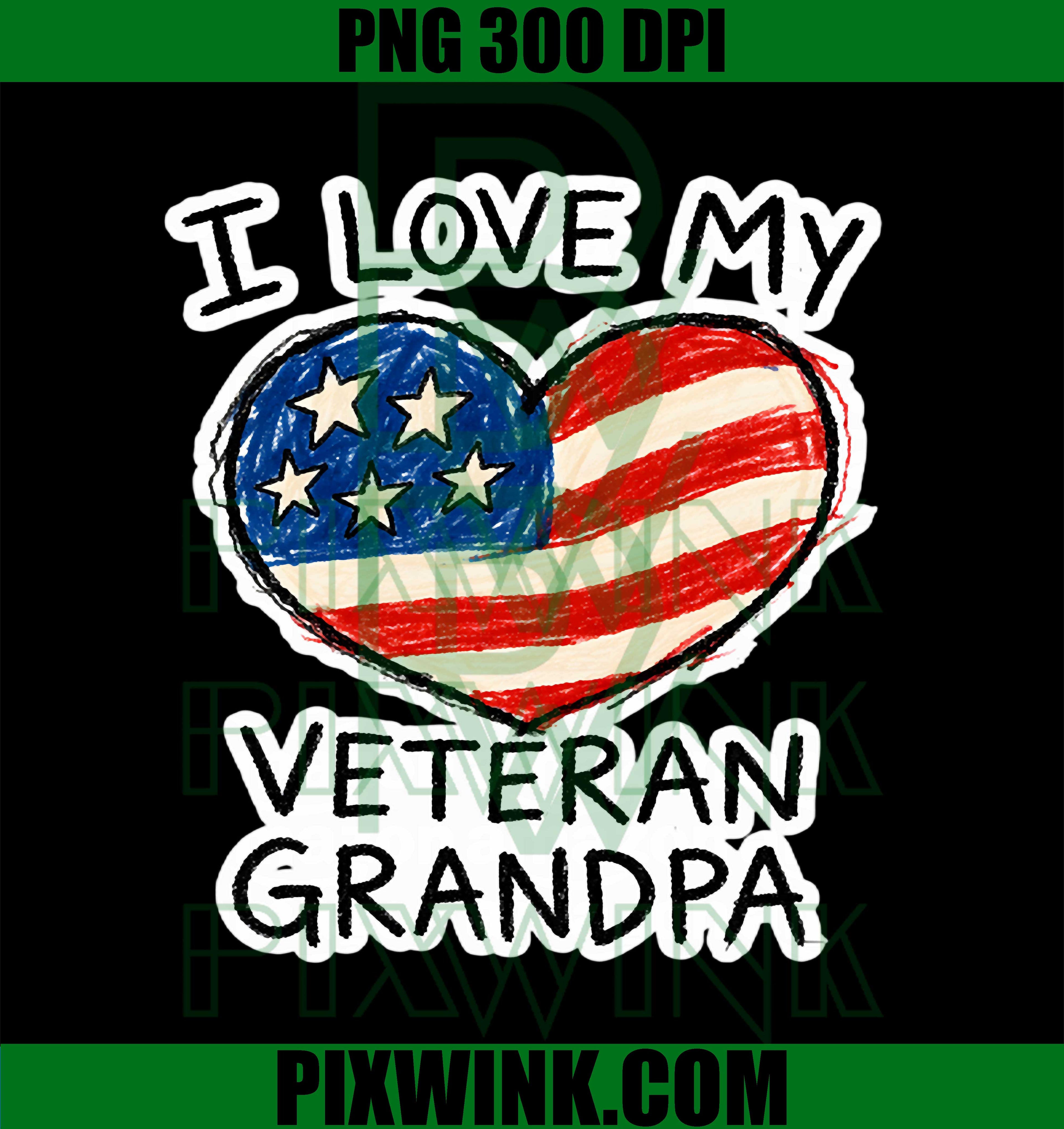 Veteran Grandpa PNG, Military Family PNG, Patriotic Grandchild Design PNG