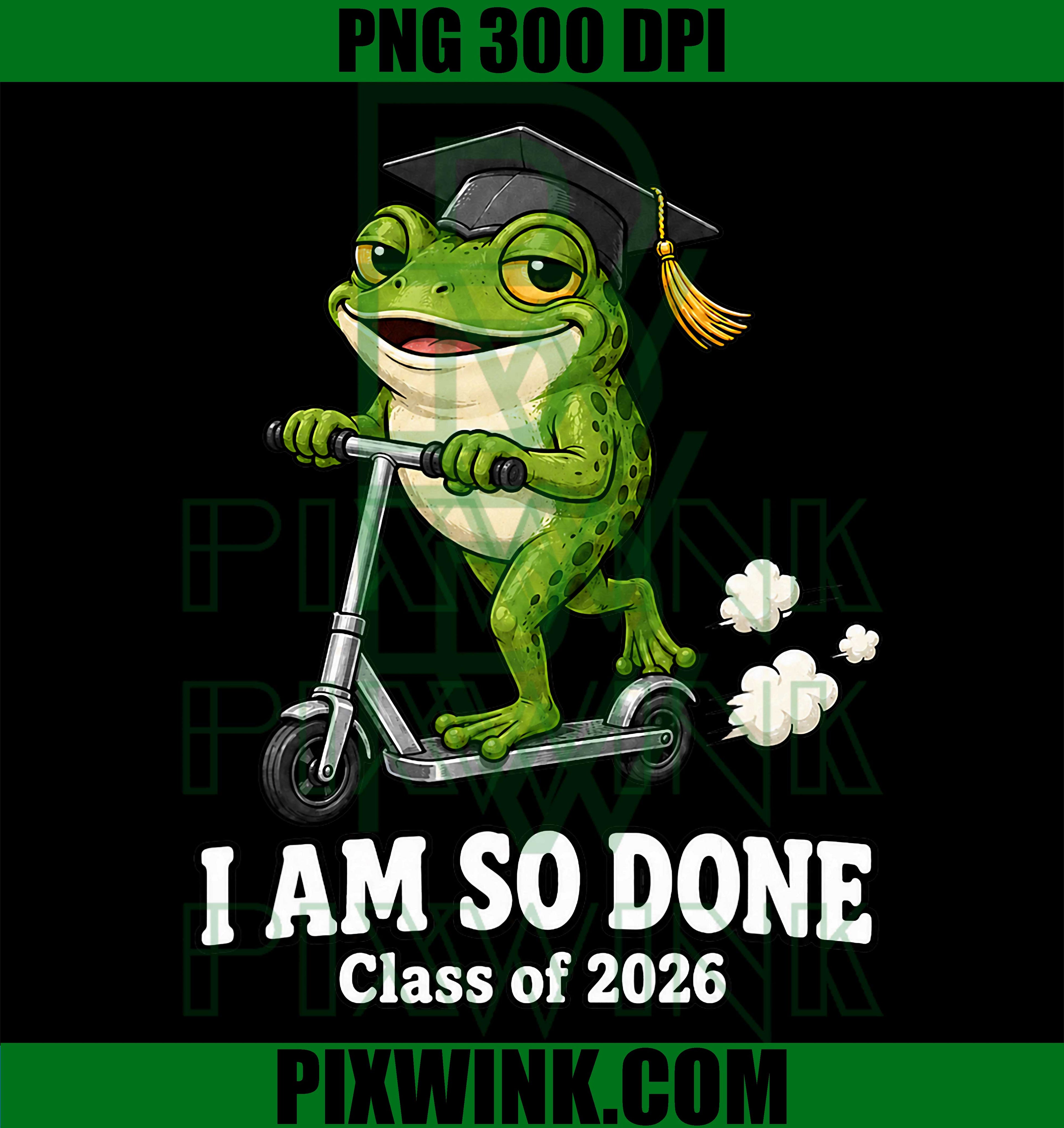 Class of 2026 PNG, Funny Frog Graduate PNG Meme Design