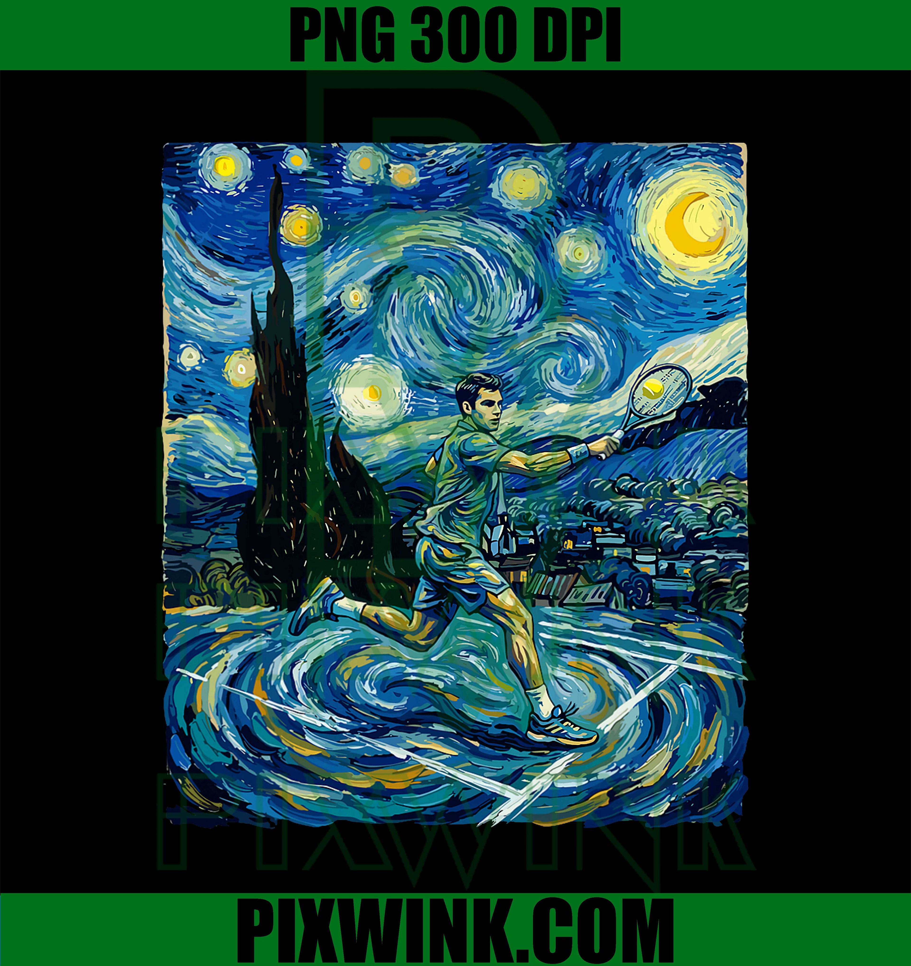 Van Gogh Tennis PNG, Impressionist Tennis Player PNG Vintage Sports Art Design