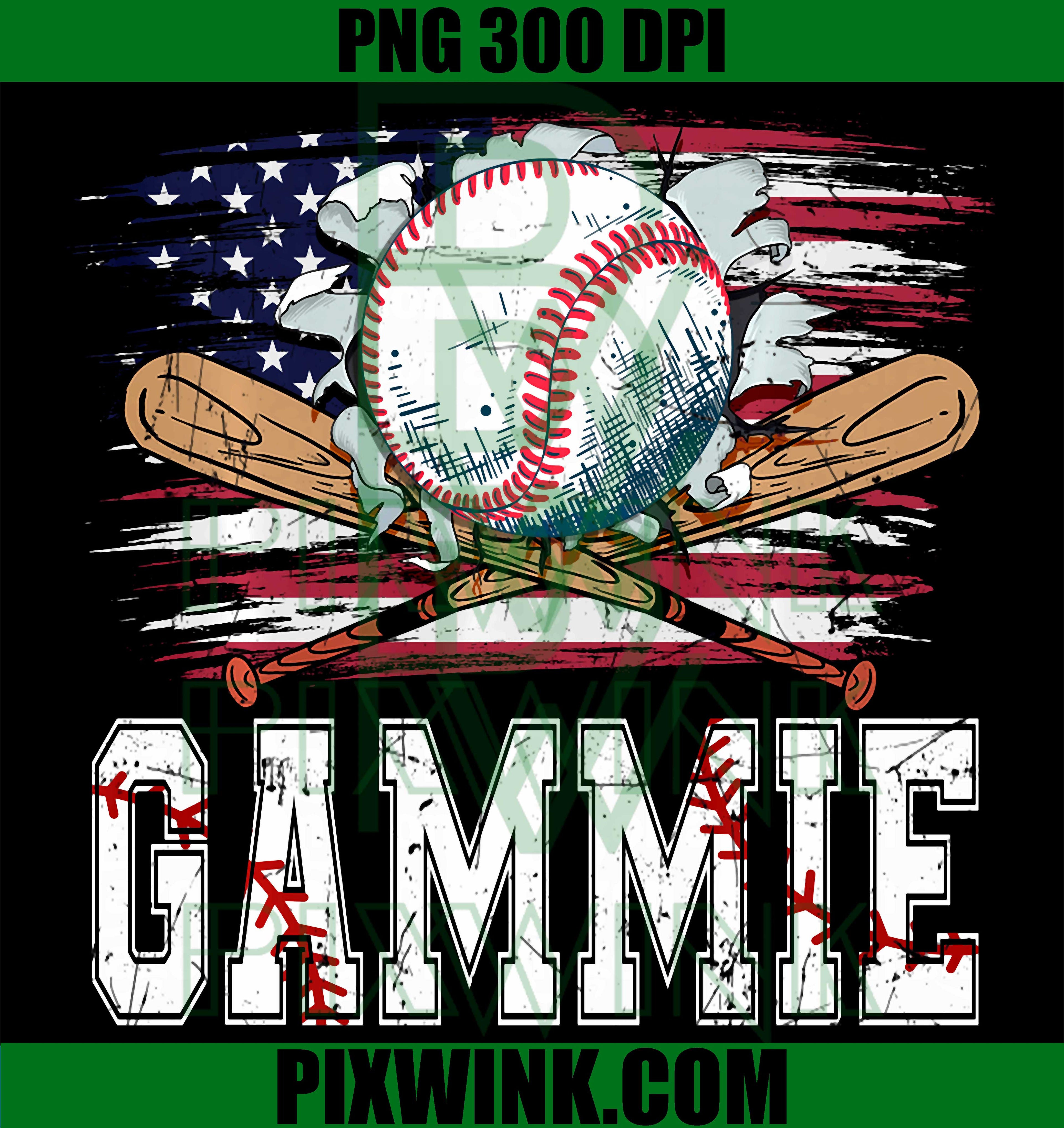Baseball T-Ball Gammie PNG, American Flag Proud Ball Gammie PNG