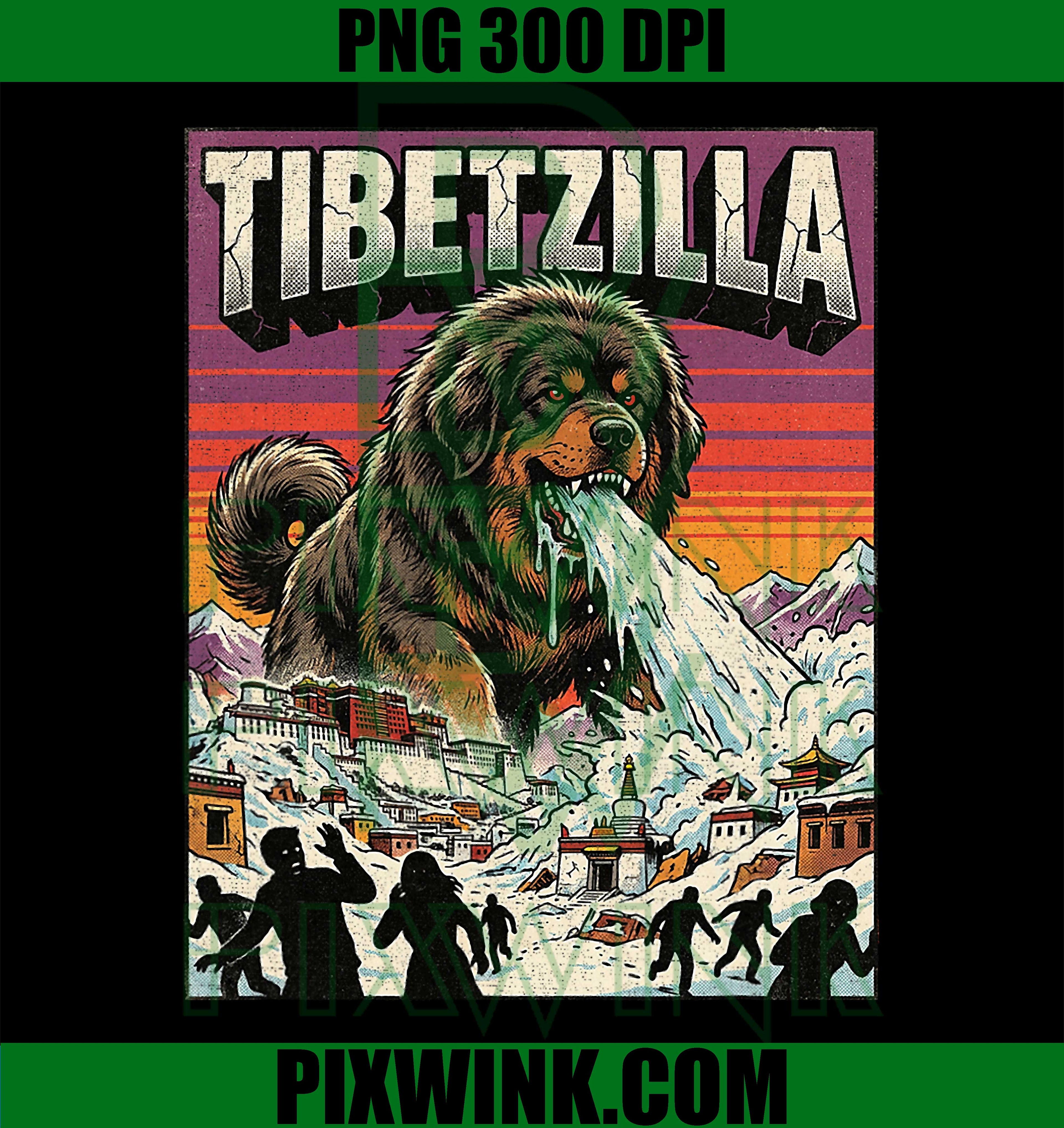 Tibetzilla Tibetan Mastiff PNG, Dogzilla Monster Movie Design PNG