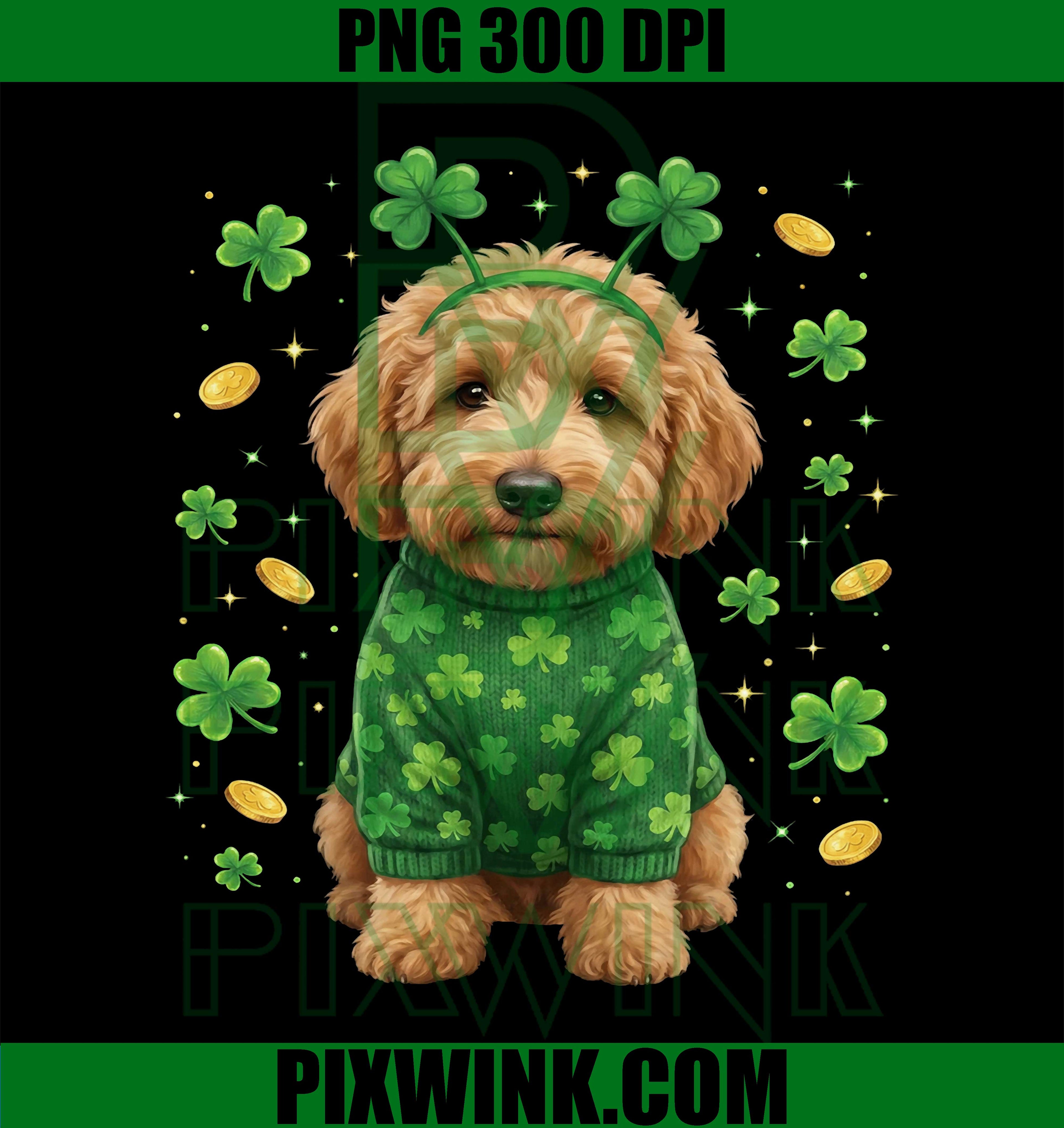 Irish Goldendoodle Shamrock PNG, St Patrick’s Day Dog Lover PNG