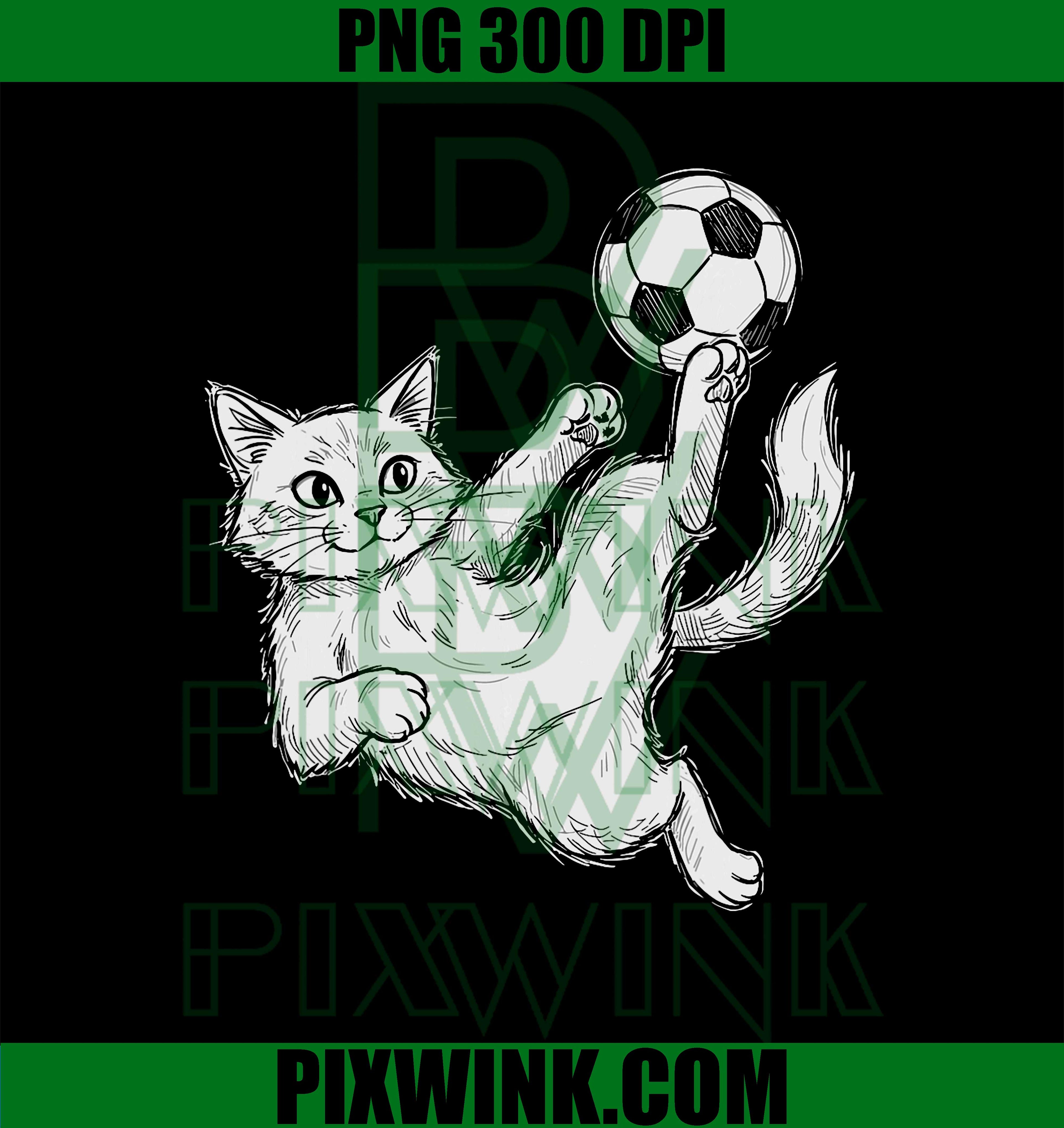 Cat Playing Soccer PNG, Funny Cat Soccer PNG, Animal Sport PNG