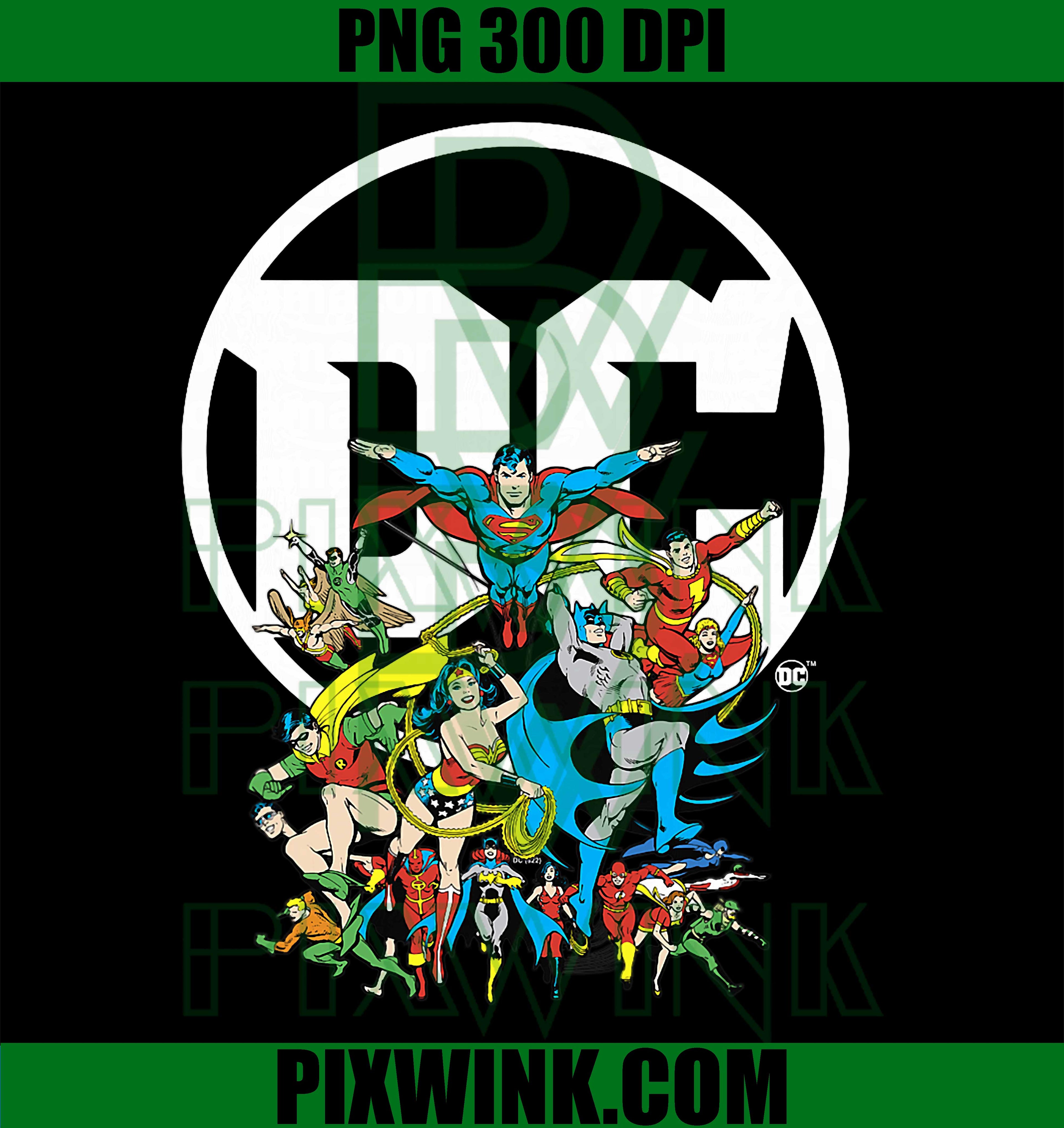 DC Comics Character Group Logo Poster PNG, Superhero Bundle PNG