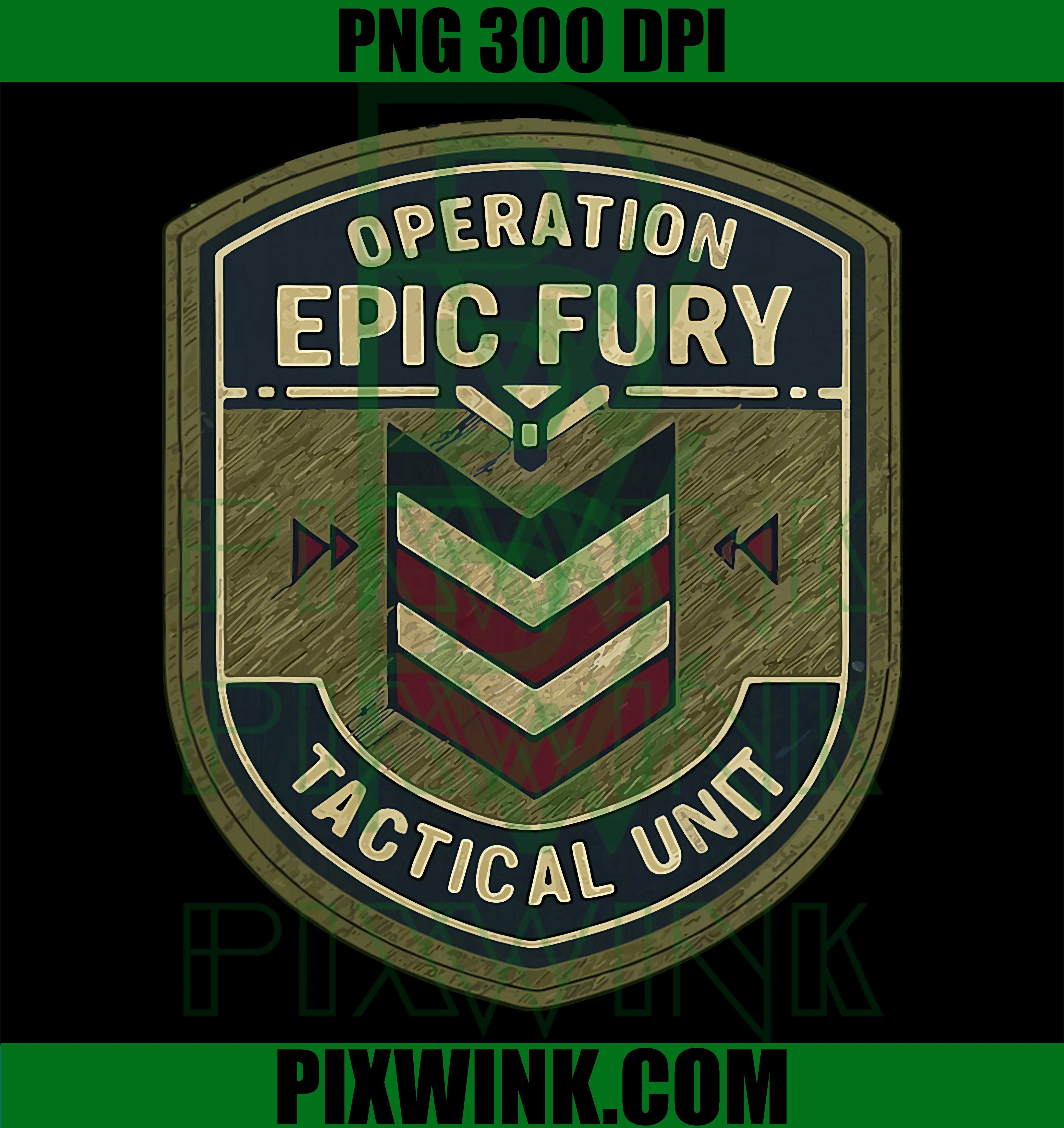 Operation Epic Fury PNG, Retro 90s Command Patch Design PNG