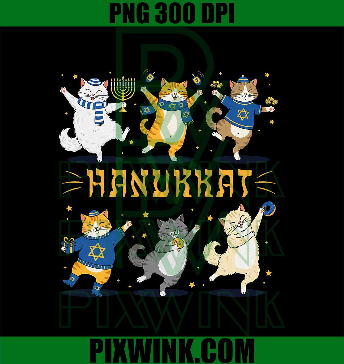 Hanukkat Meowzel Tov Hannukkah Pajamas Chanukah Cat PNG
