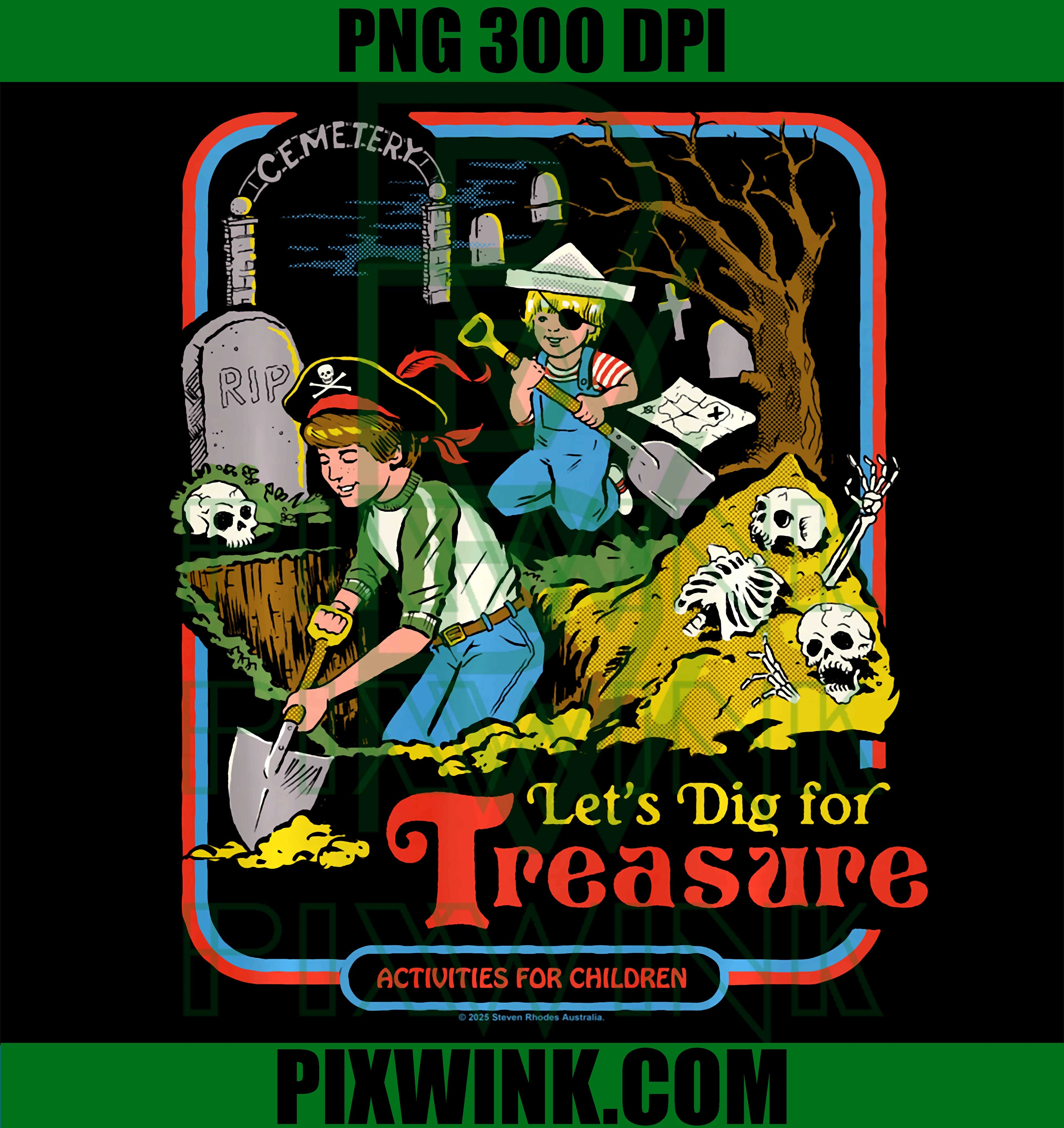 Pirate Treasure Dig PNG, Retro Funny Adult Humor PNG