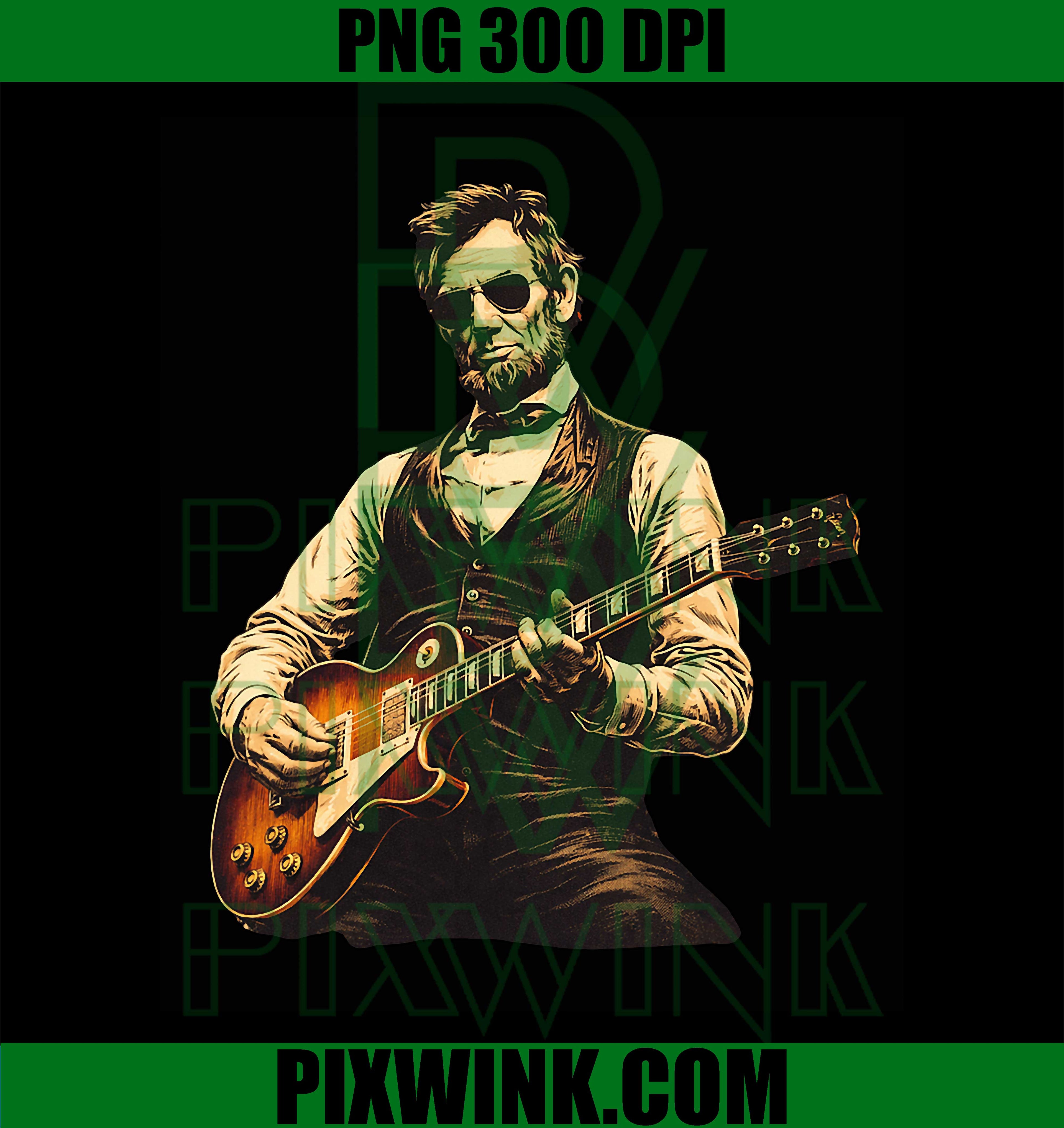 Abraham Lincoln Guitar PNG, Vintage Music Retro PNG