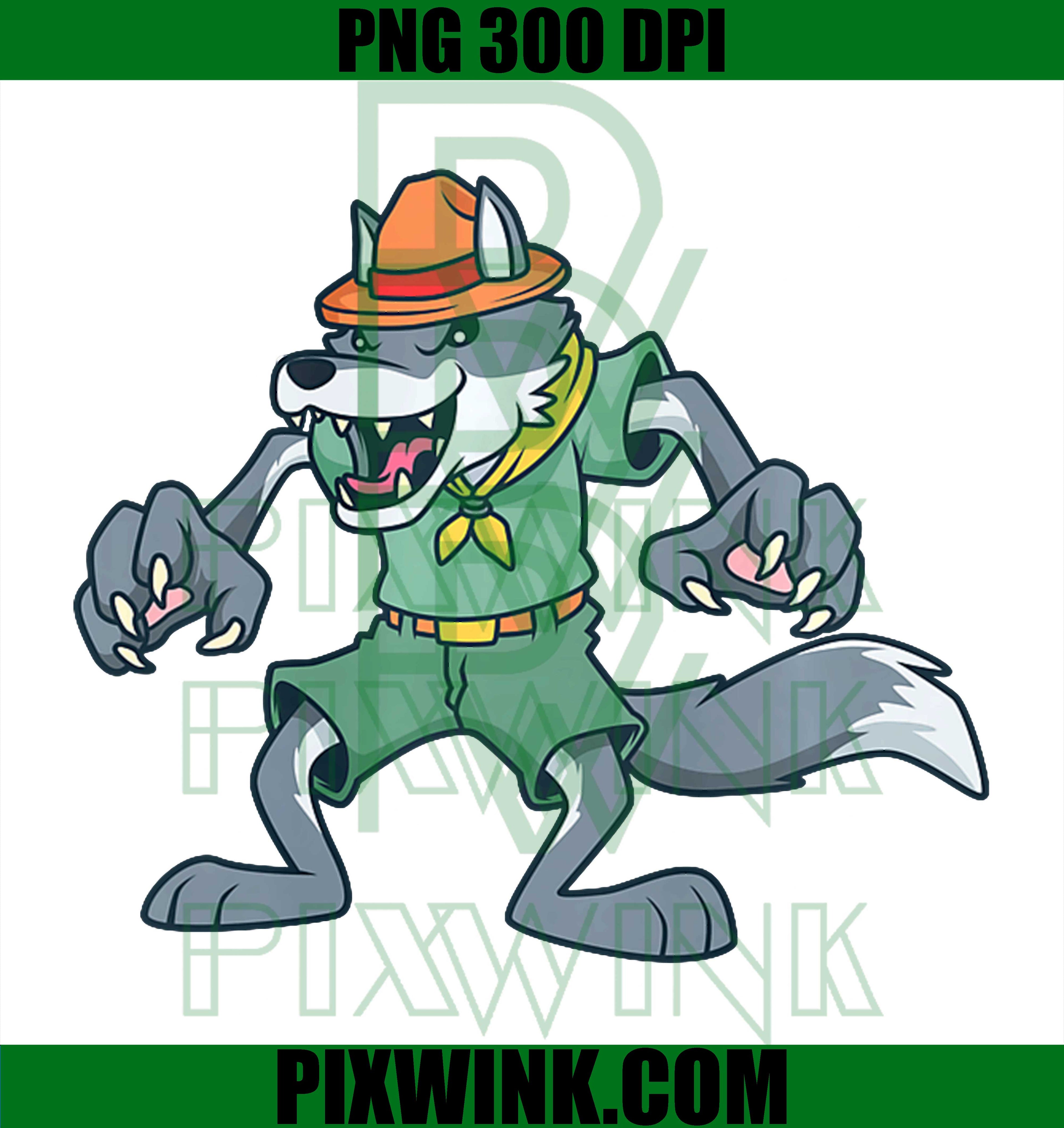 Cartoon Wolf Scout PNG, Premium Tri Blend Design PNG