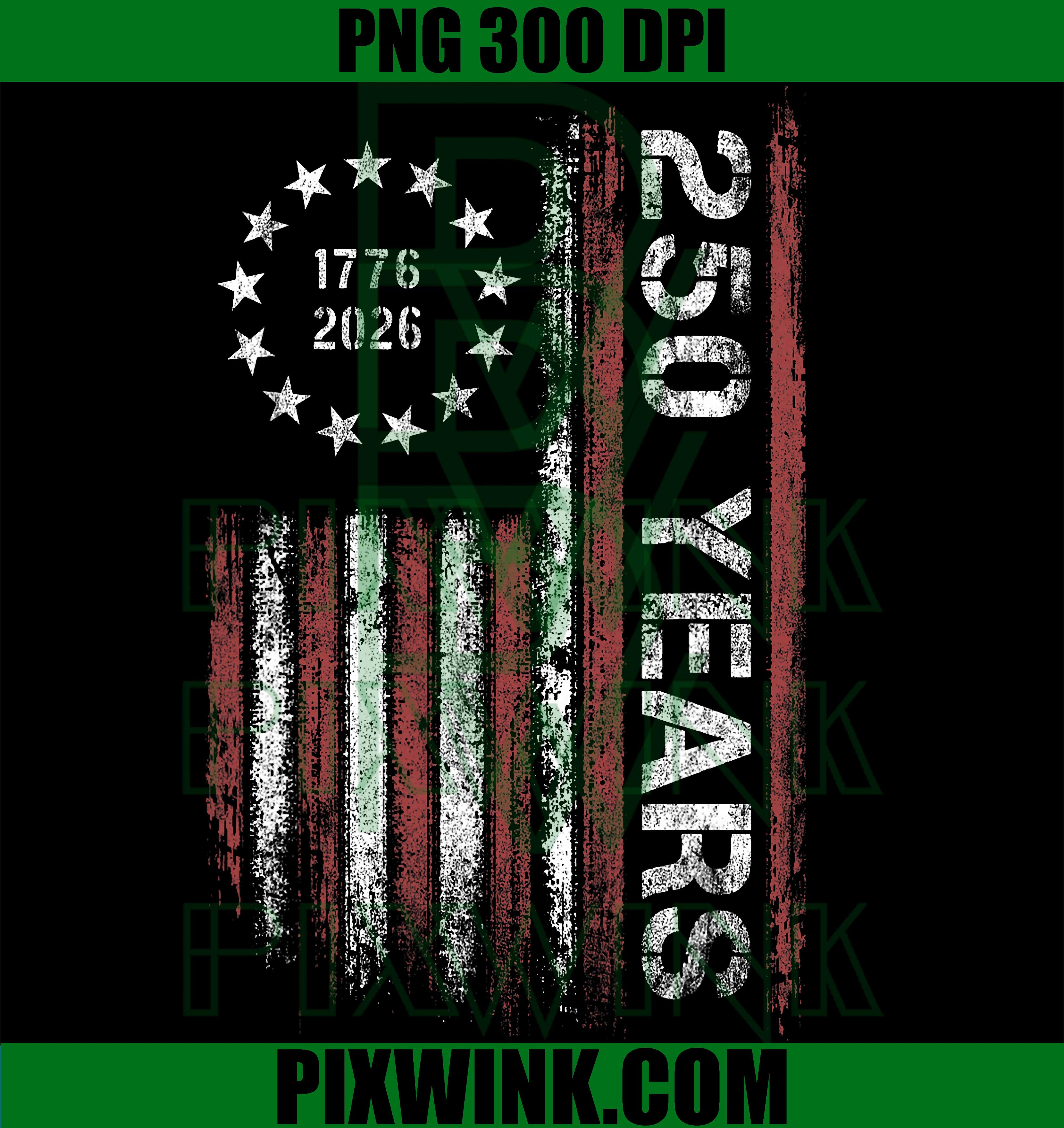 250 Years America PNG, Vintage US Flag Patriotic PNG