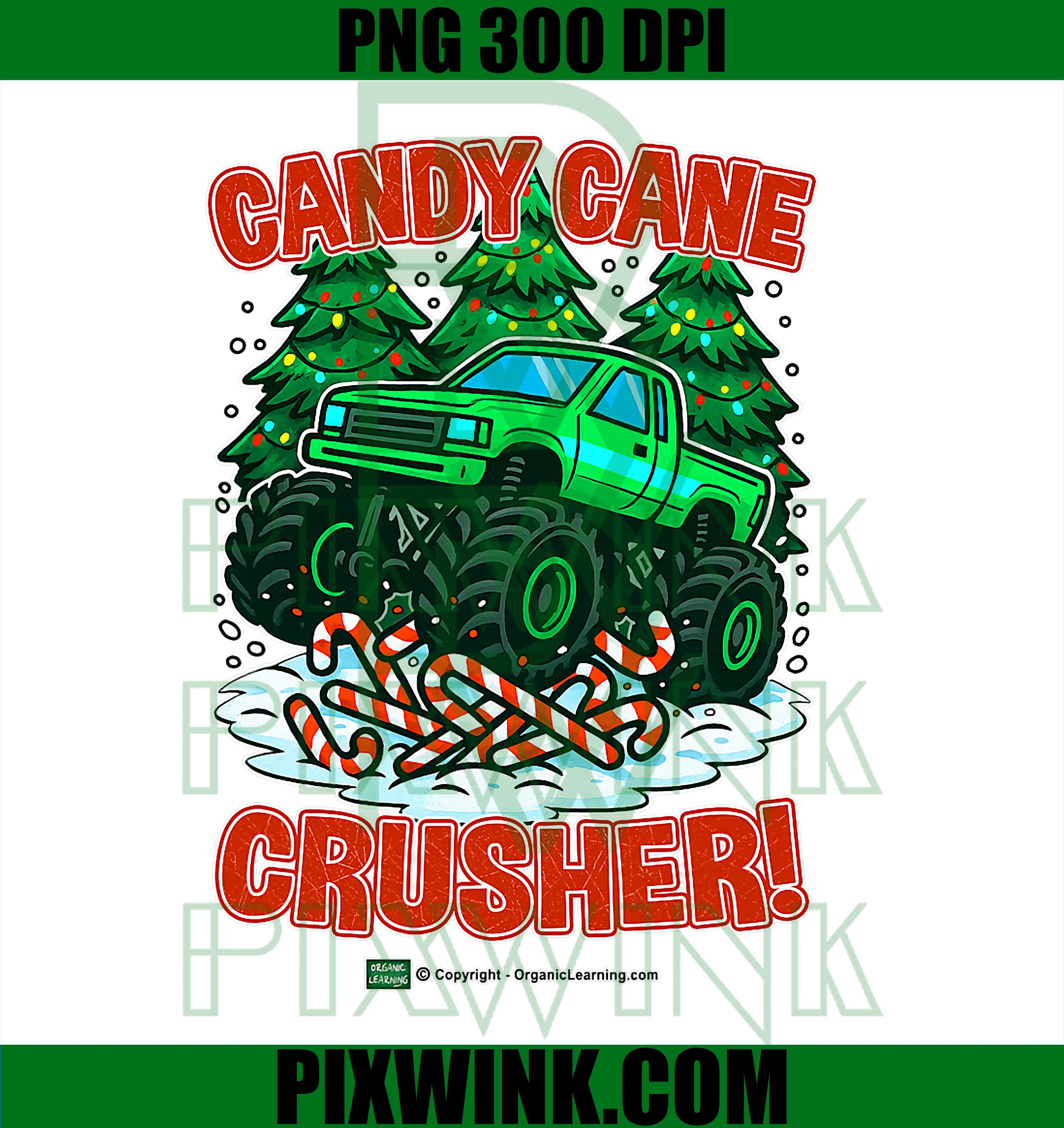 Candy Cane Crusher PNG, Monster Truck For Toddlers PNG