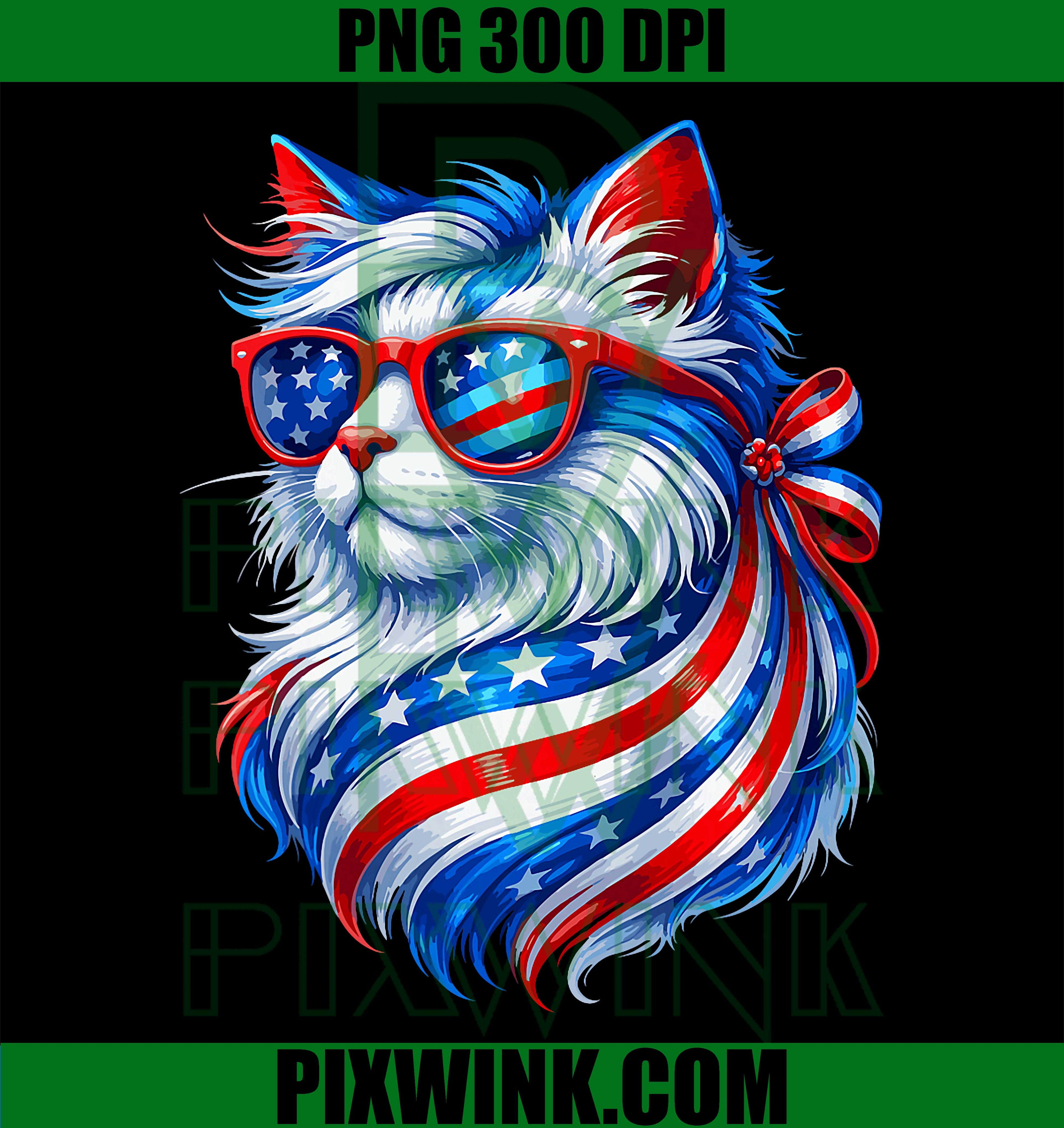 American Flag Cat PNG, Patriotic Kitten Independence Day PNG