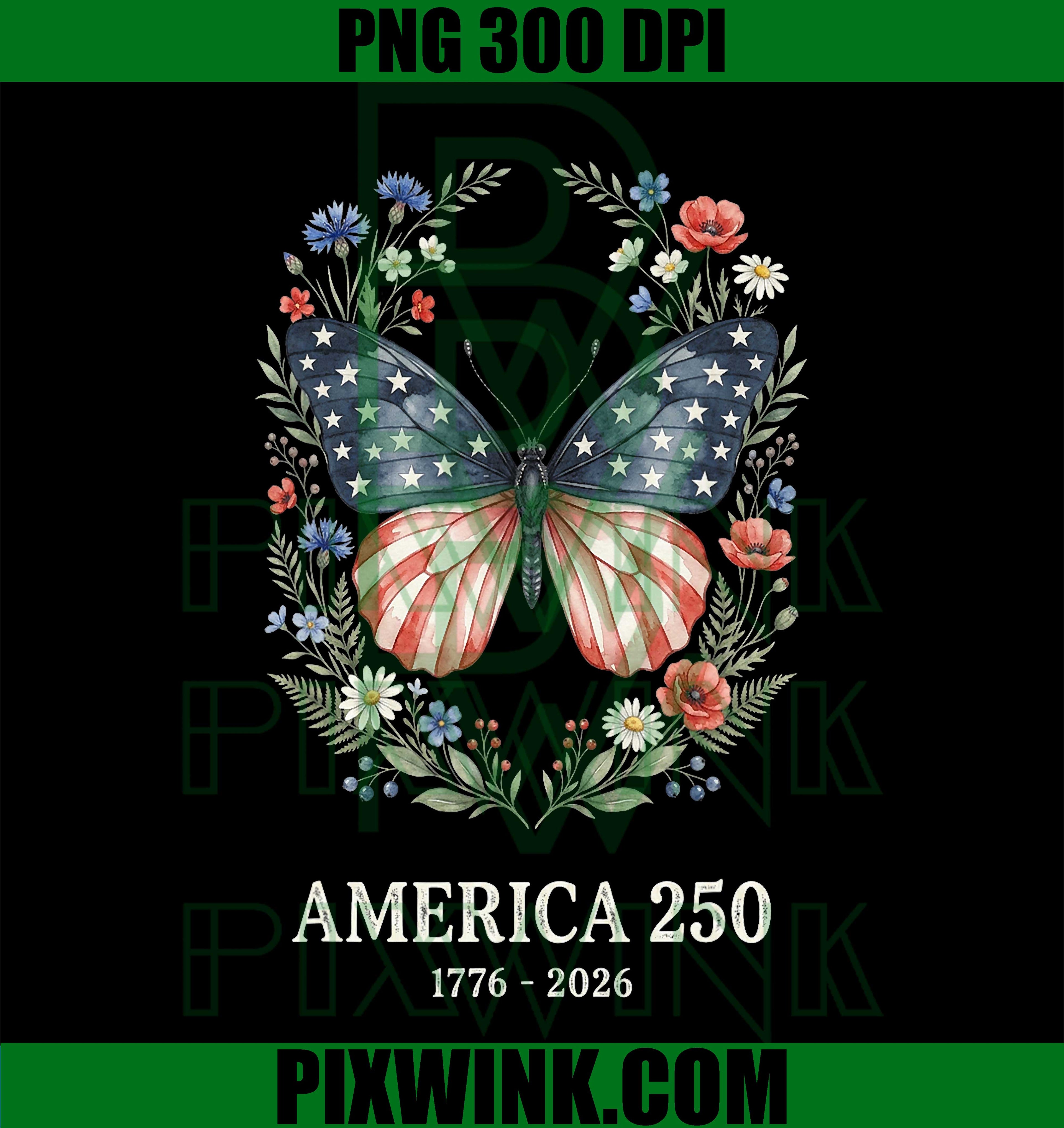 America 250th Anniversary PNG, Patriotic Butterfly USA Graphic PNG