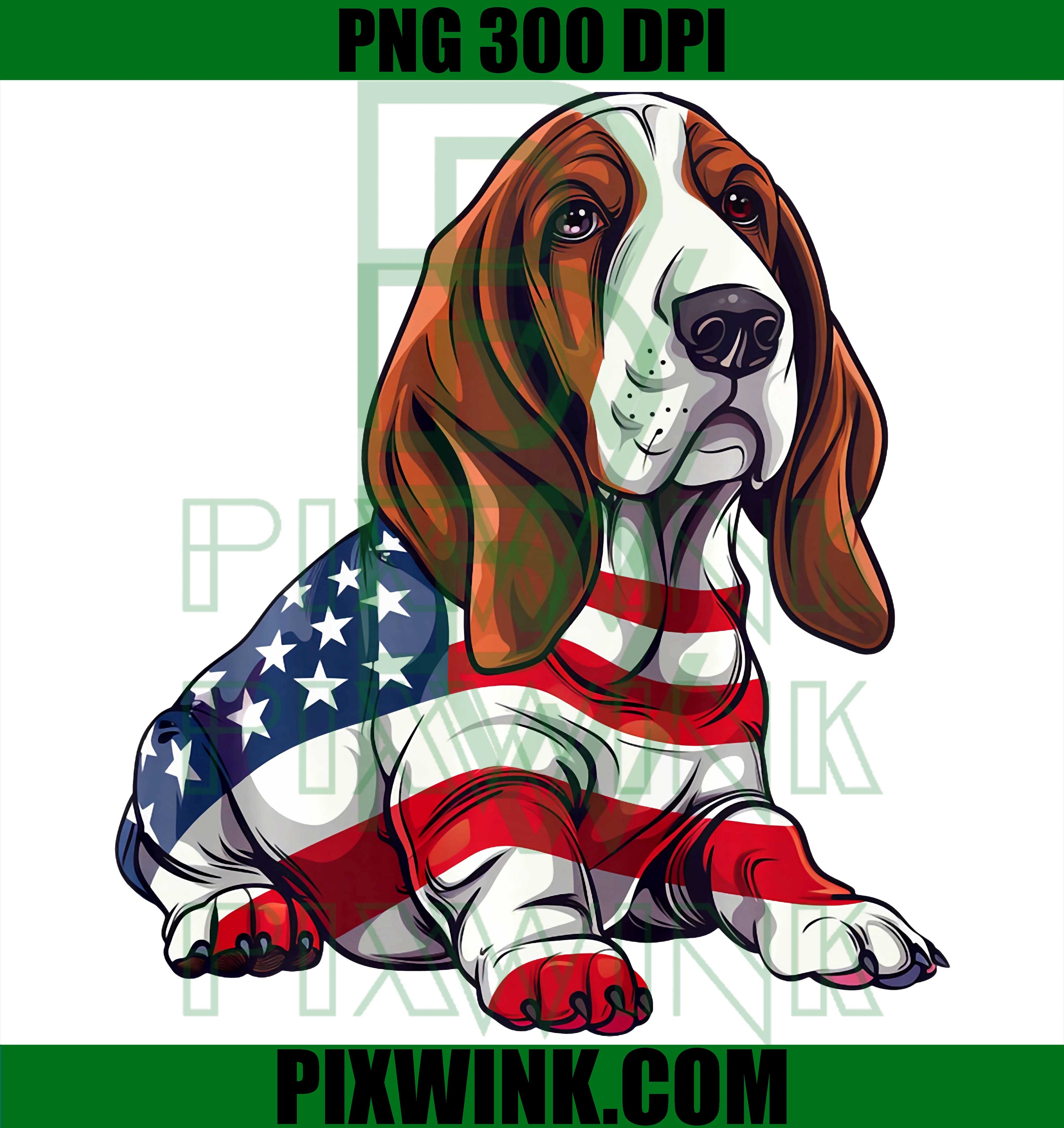 Basset Hound Dog 4th Of July PNG, American Flag For Men PNG