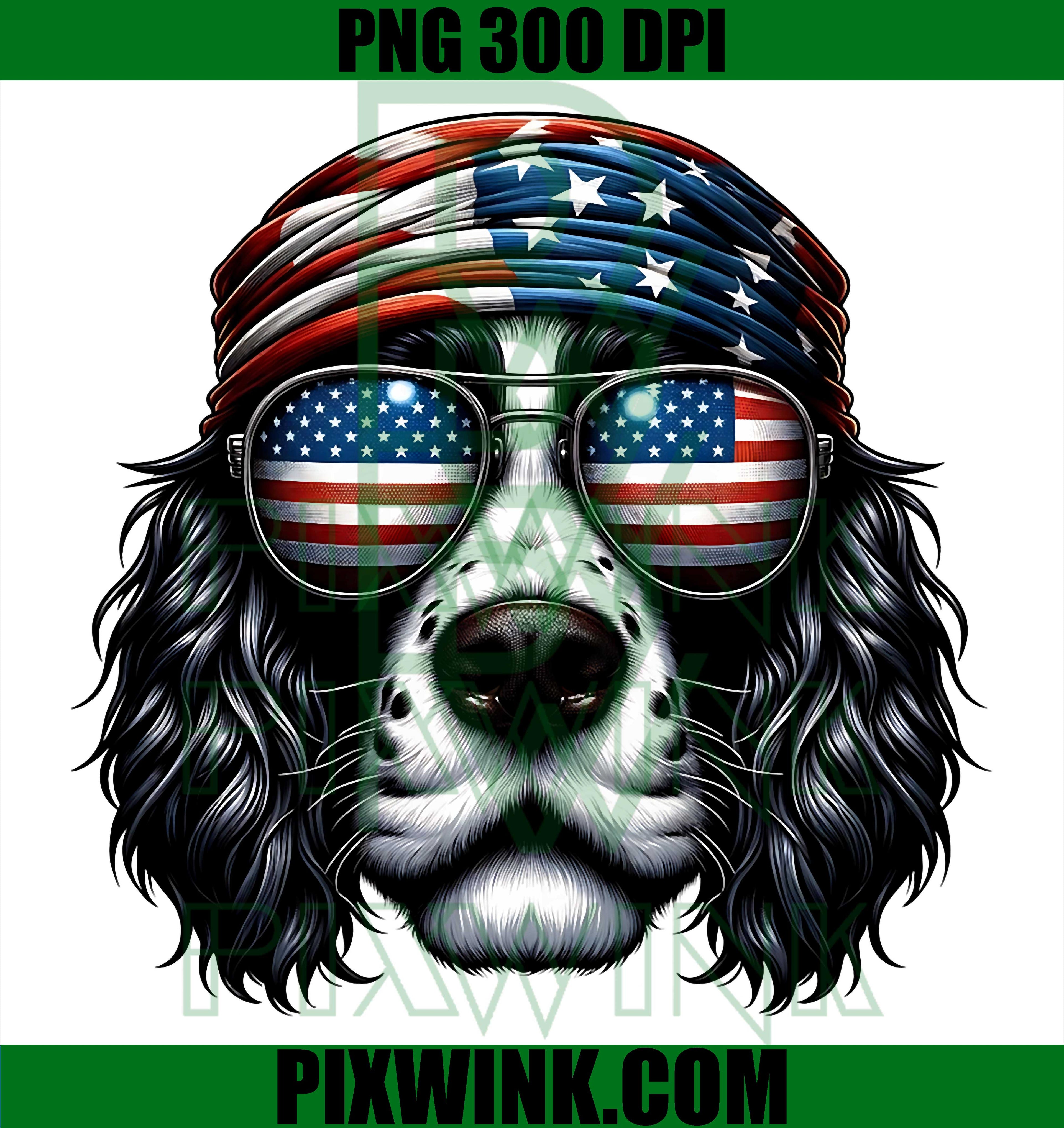 Patriotic English Springer Spaniel Dog PNG, US Flag Independence PNG