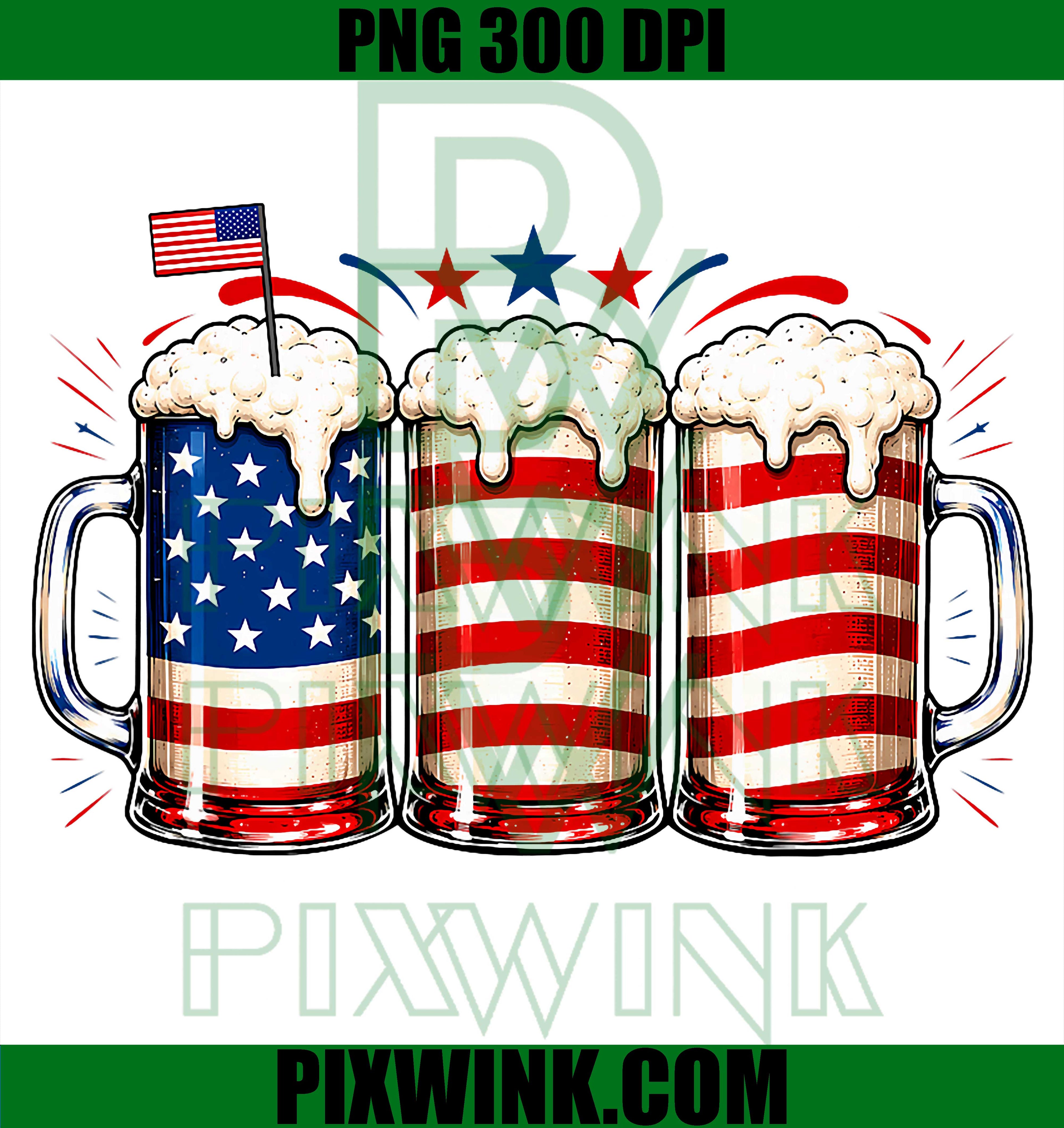 Beer American Flag Fourth Of July PNG, Drinking USA Patriotic Men PNG