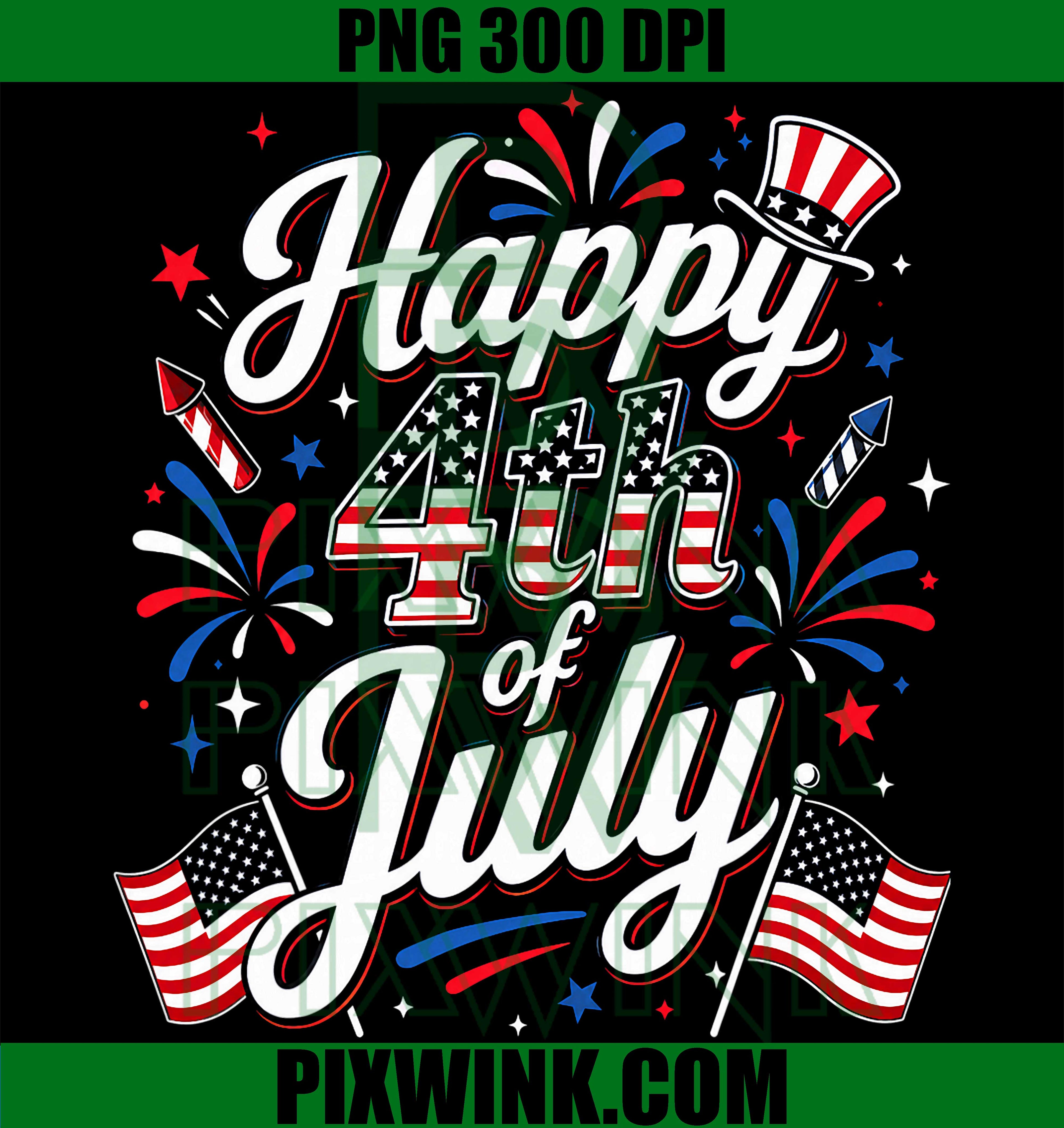 Happy 4th July PNG, USA Flag America Patriotic PNG