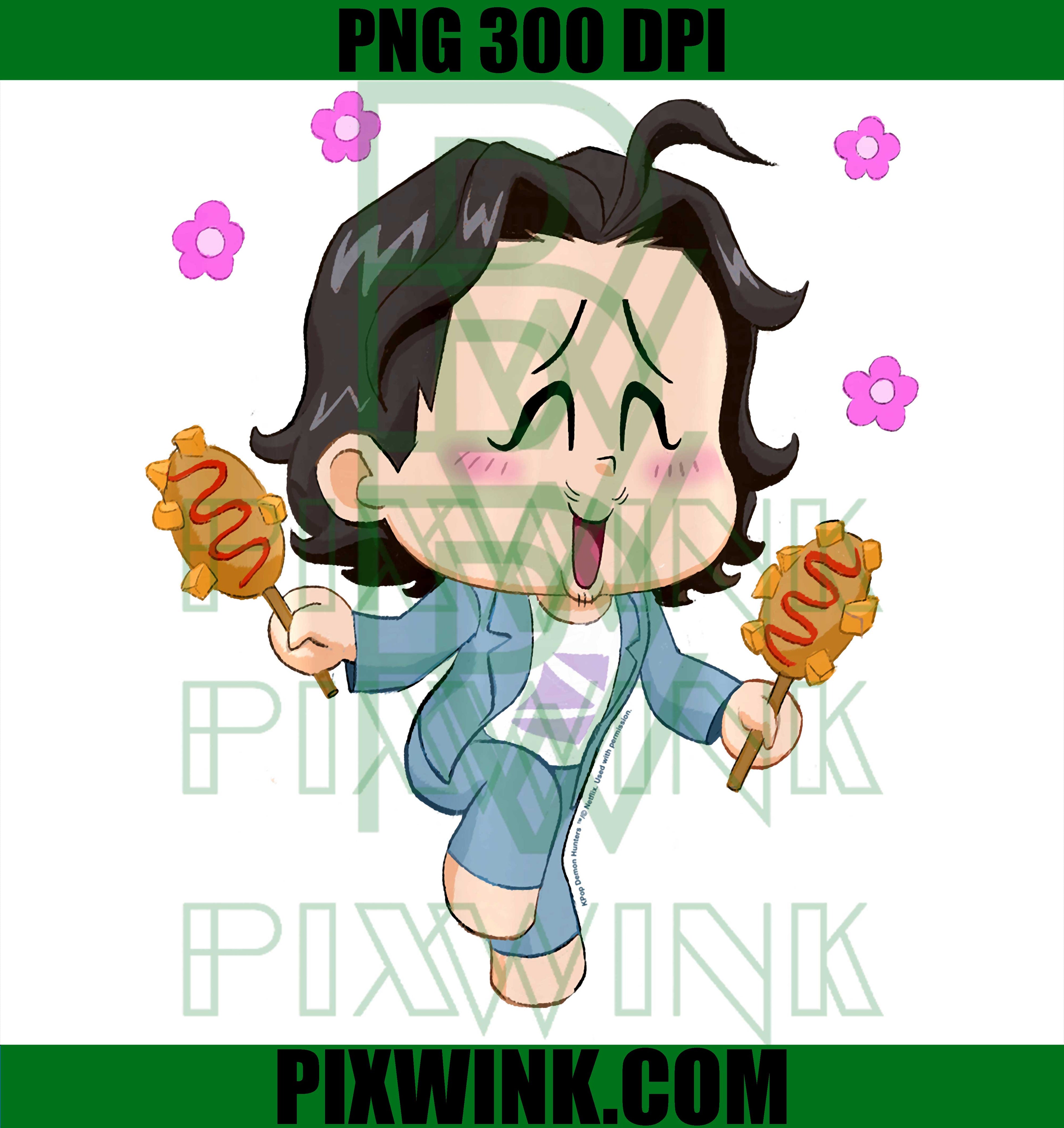 KPop Demon Hunters PNG, Halloween Chibi Bobby Corn Dogs PNG