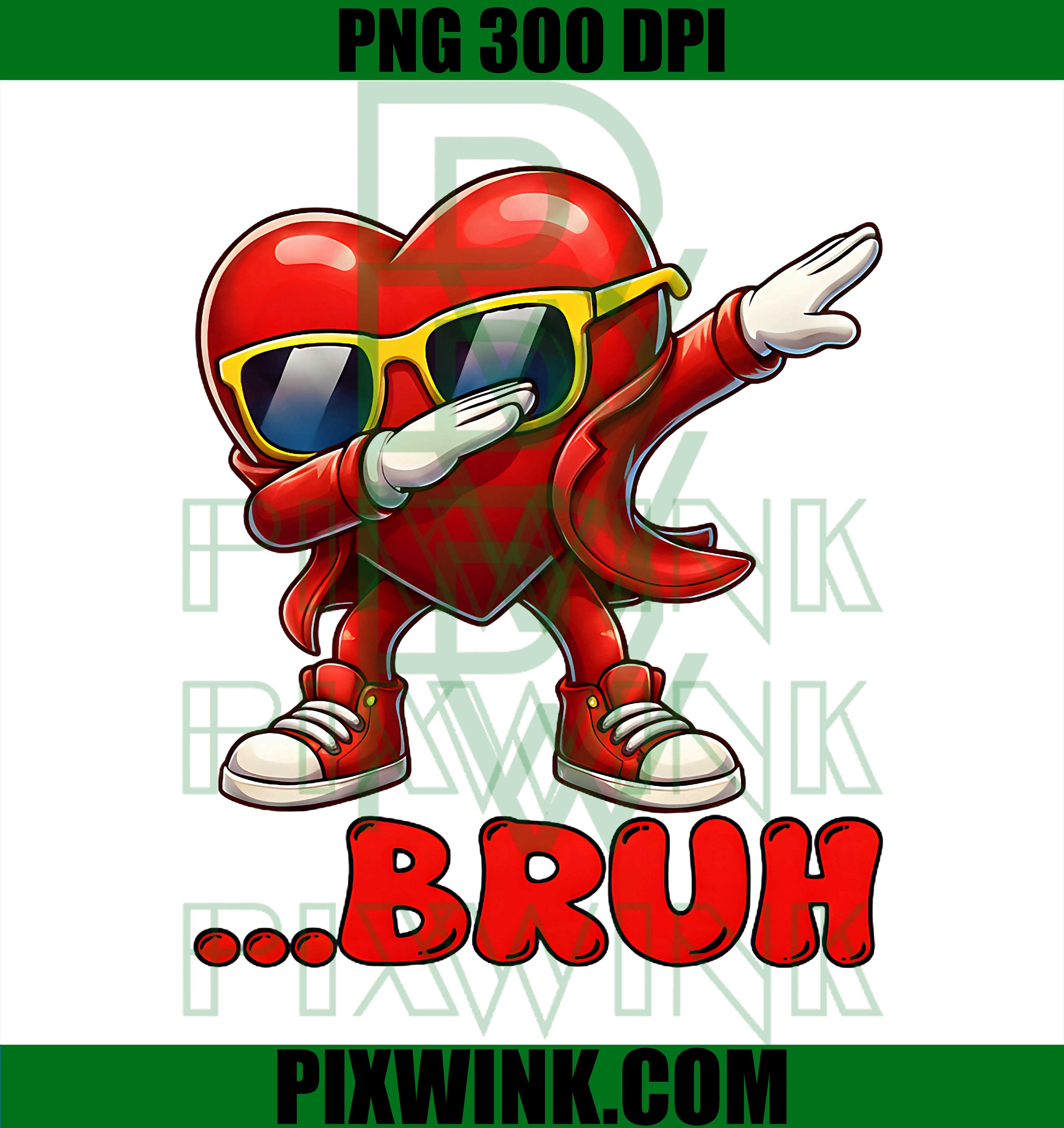 Bruh Dabbing Heart, Funny Kids Boys Mens Valentine Day PNG