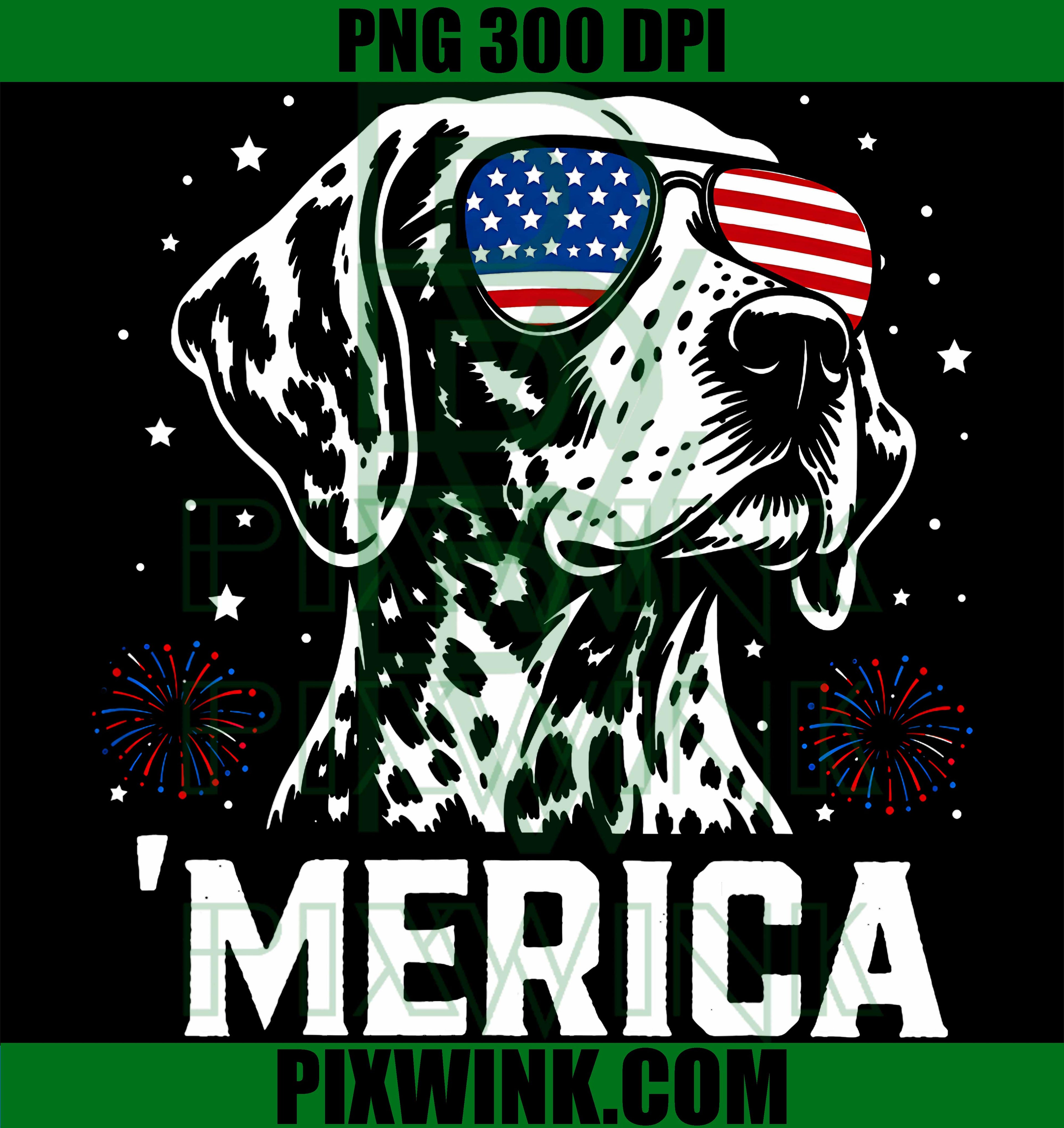 Merica Patriotic PNG, German Shorthaired Pointer PNG, 4th Of July Dog PNG