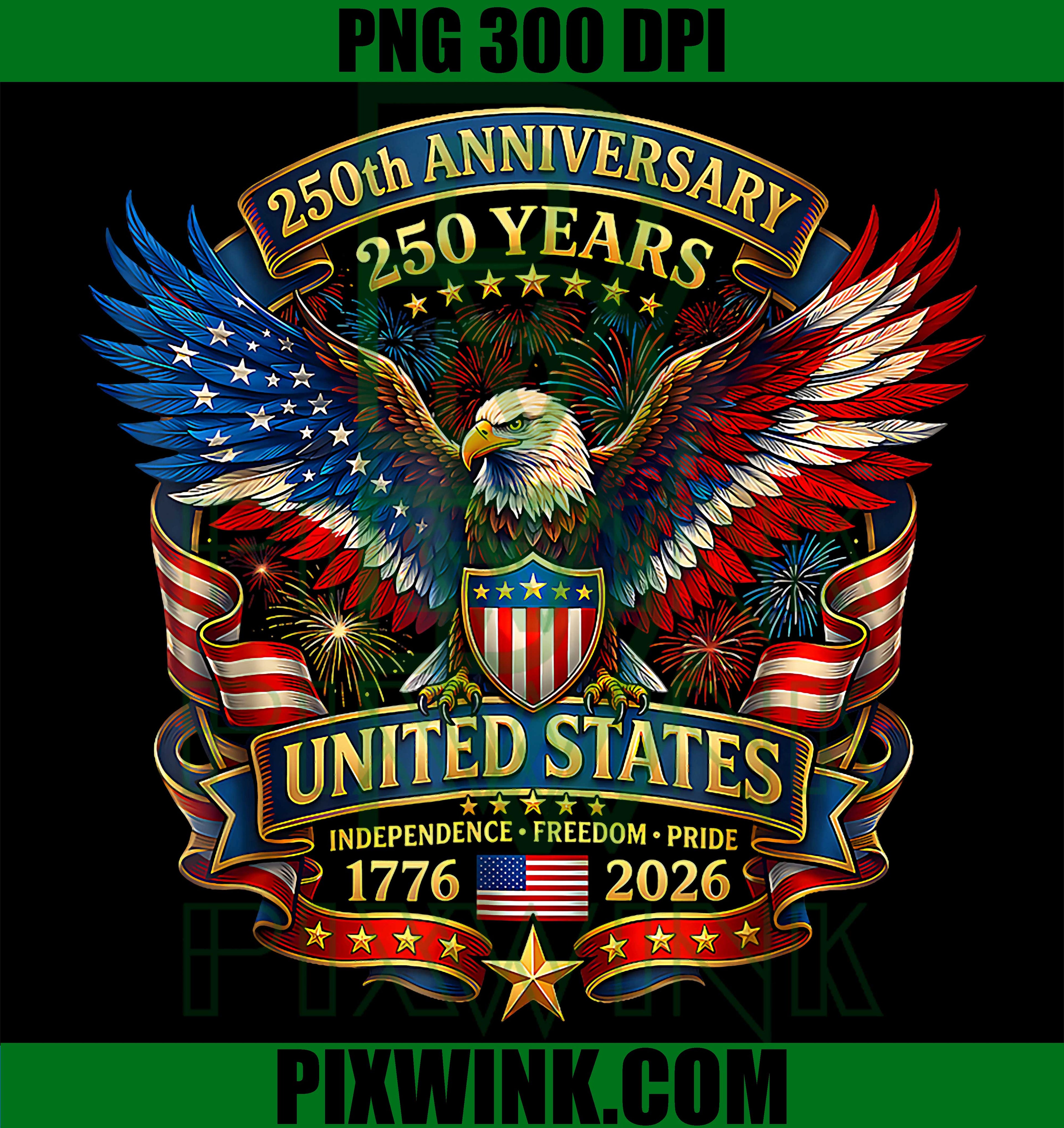 USA 250th Anniversary Eagle PNG, 1776 2026 Patriotic Design PNG