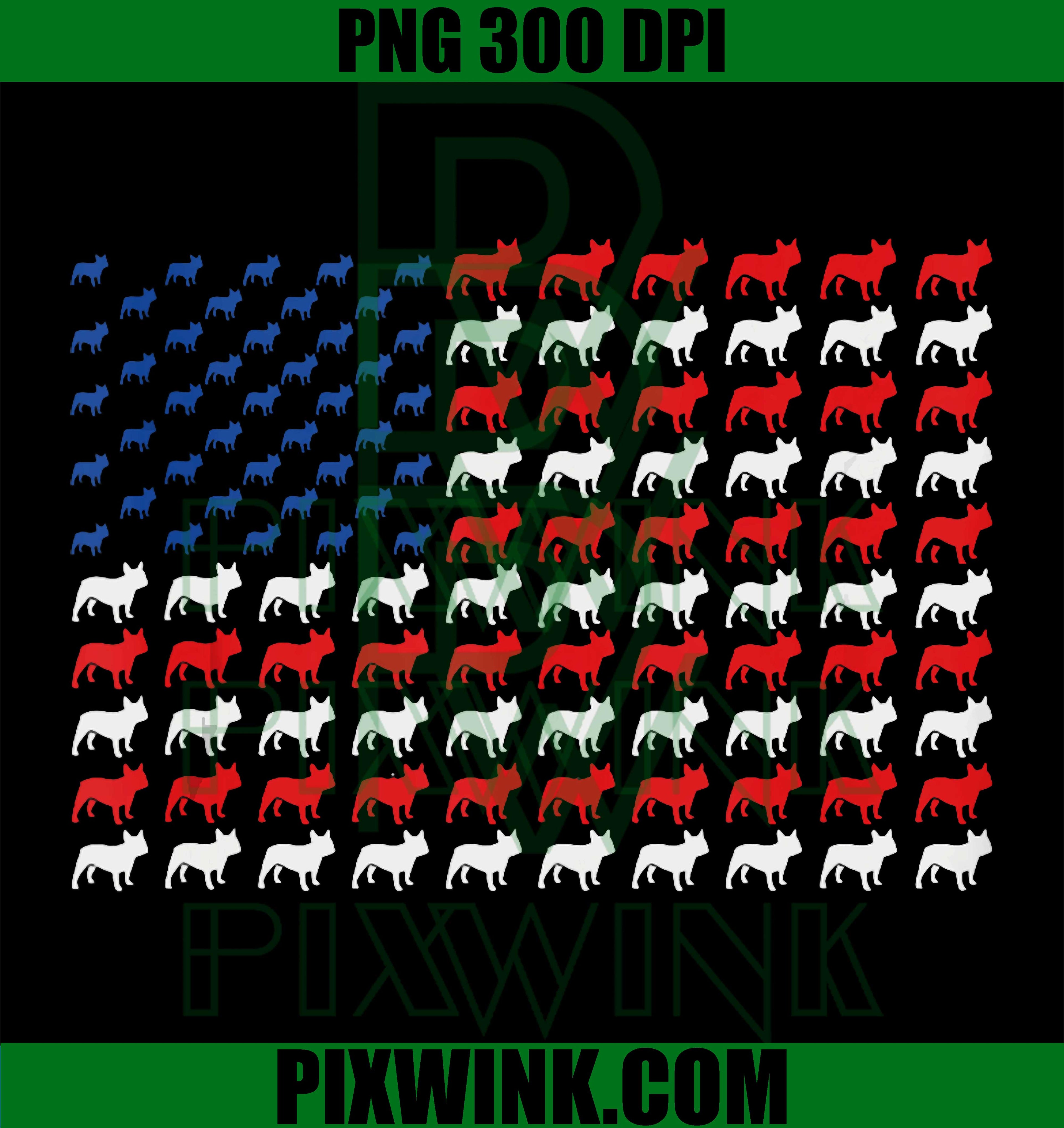 French Bulldog PNG, Patriotic Frenchie PNG, 4th July Dog Design PNG
