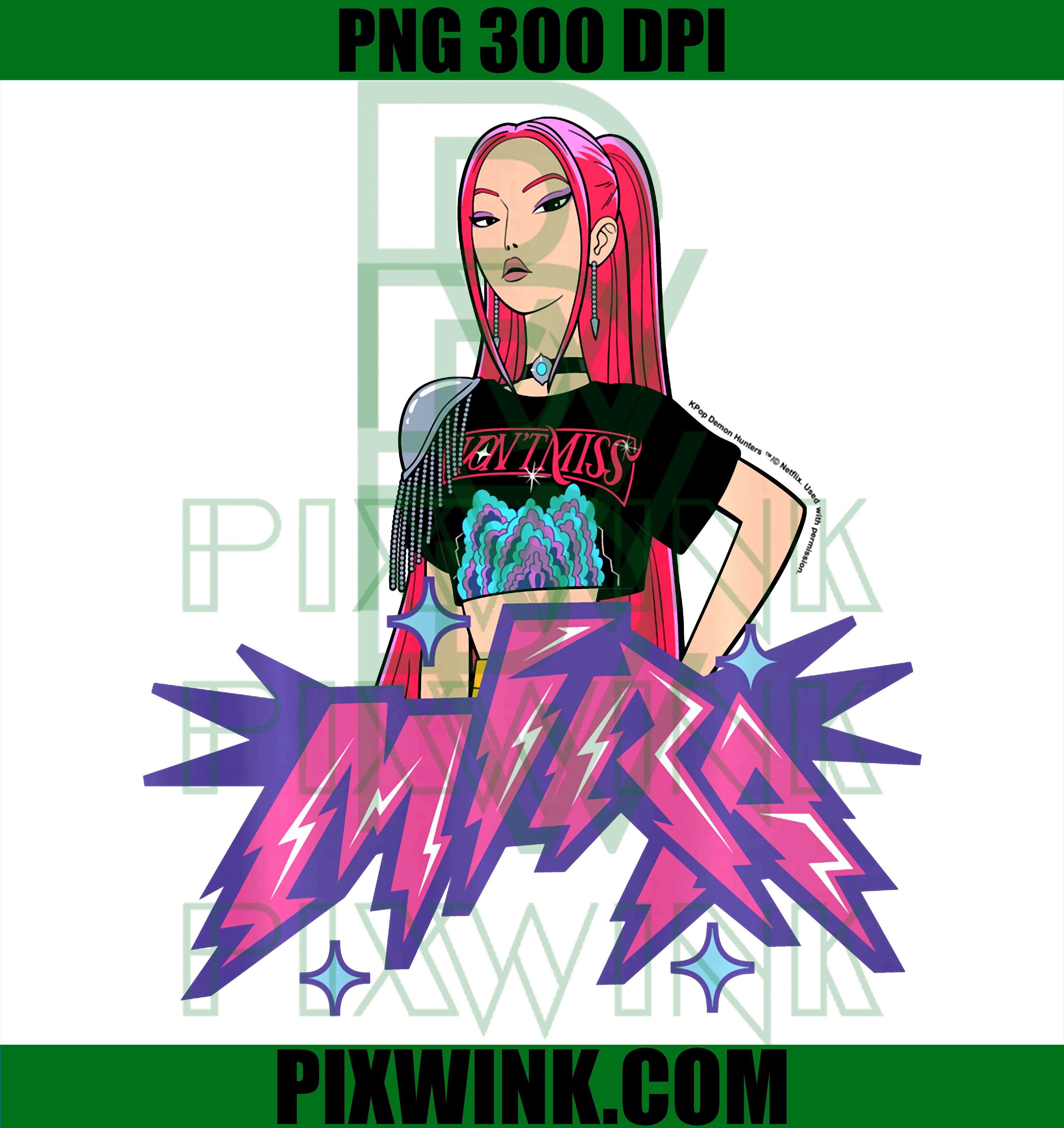 Kpop Demon Hunters PNG, Huntrix Mira Neon Portrait PNG
