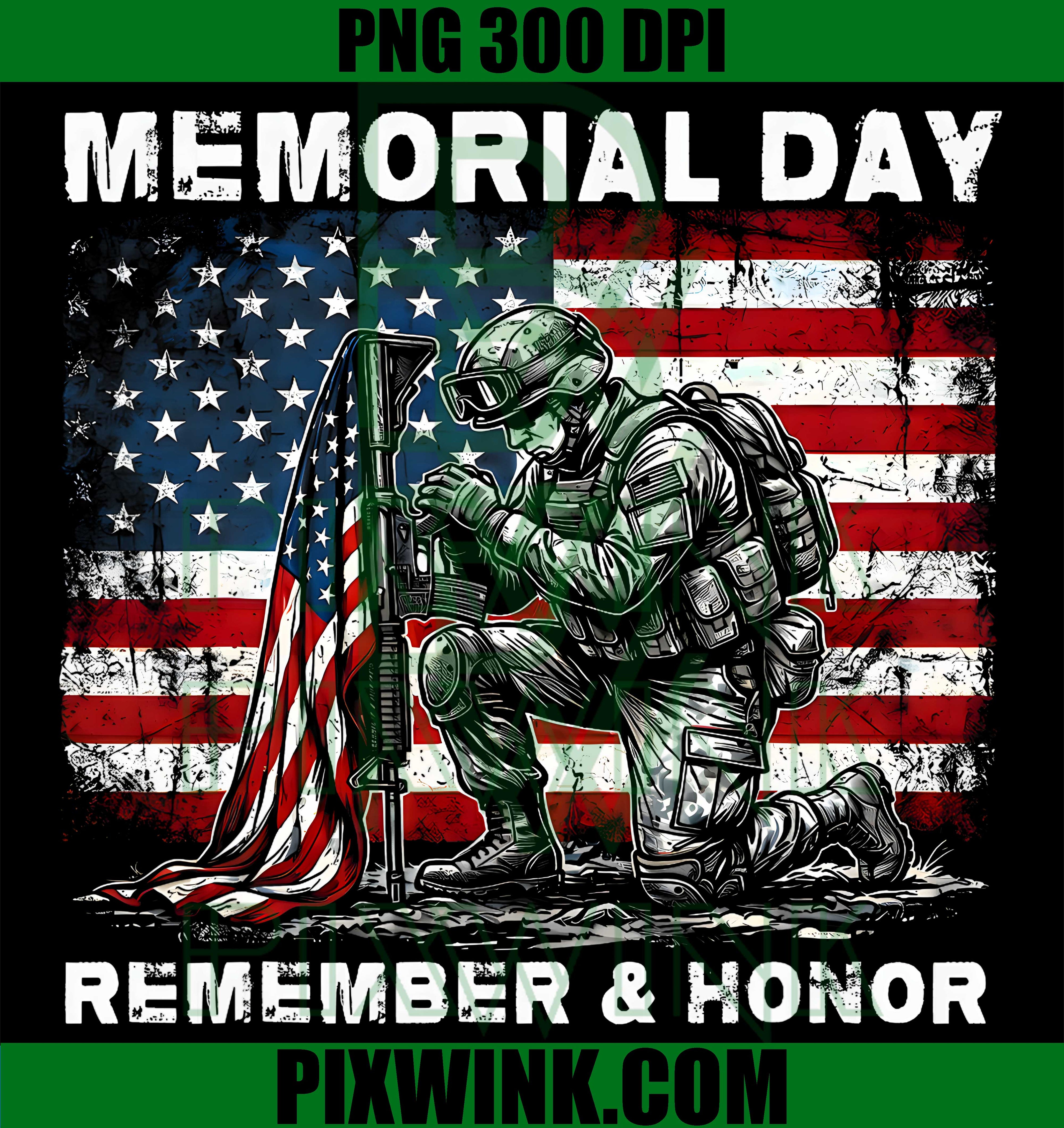 Memorial Day Remember And Honor PNG, Patriotic US Flag Military Graphic PNG