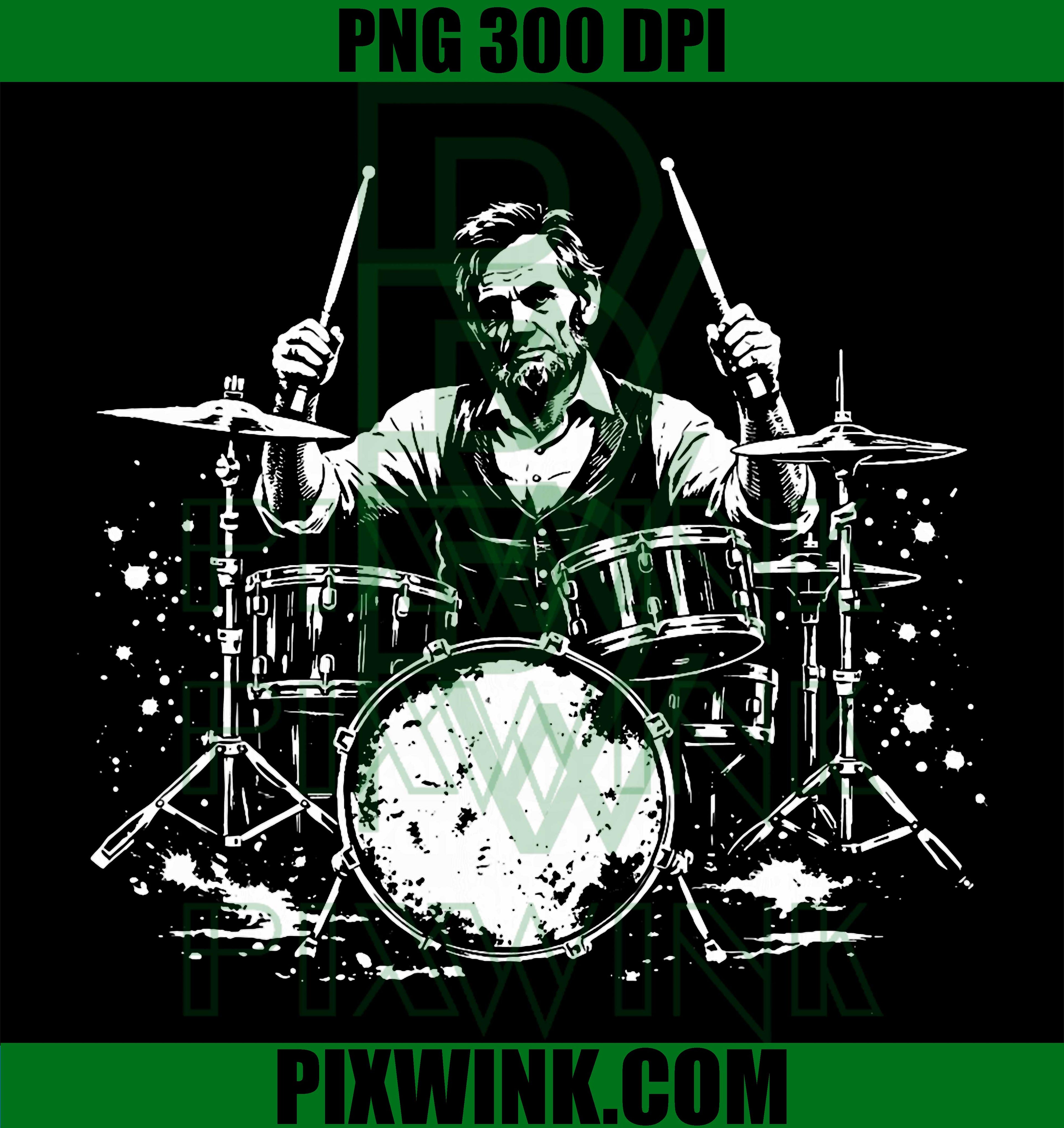 Abraham Lincoln Drummer PNG, Vintage Funny Abe Lincoln Music Design PNG