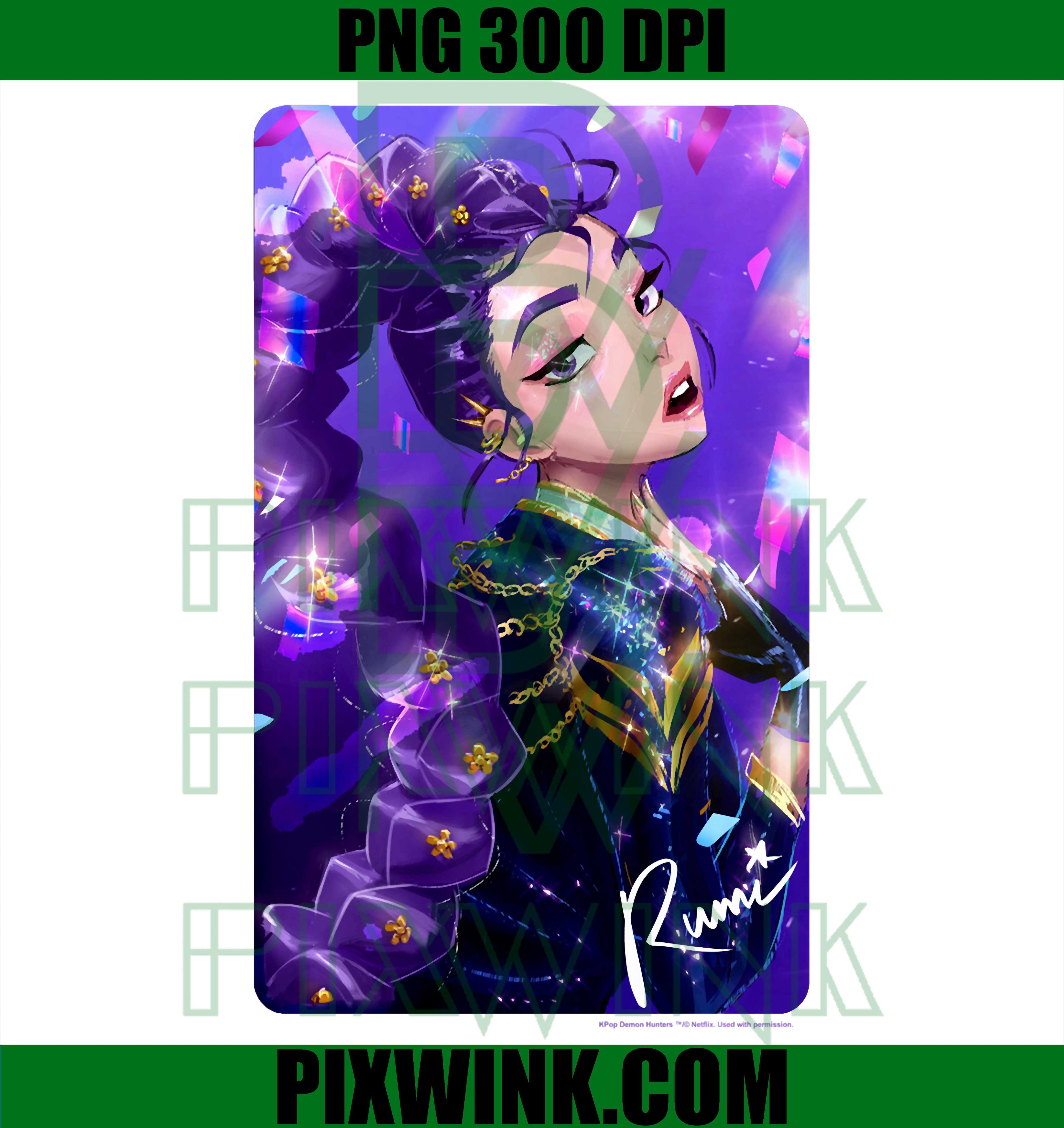 Kpop Demon Hunters PNG, Huntrix Rumi Photocard Poster PNG