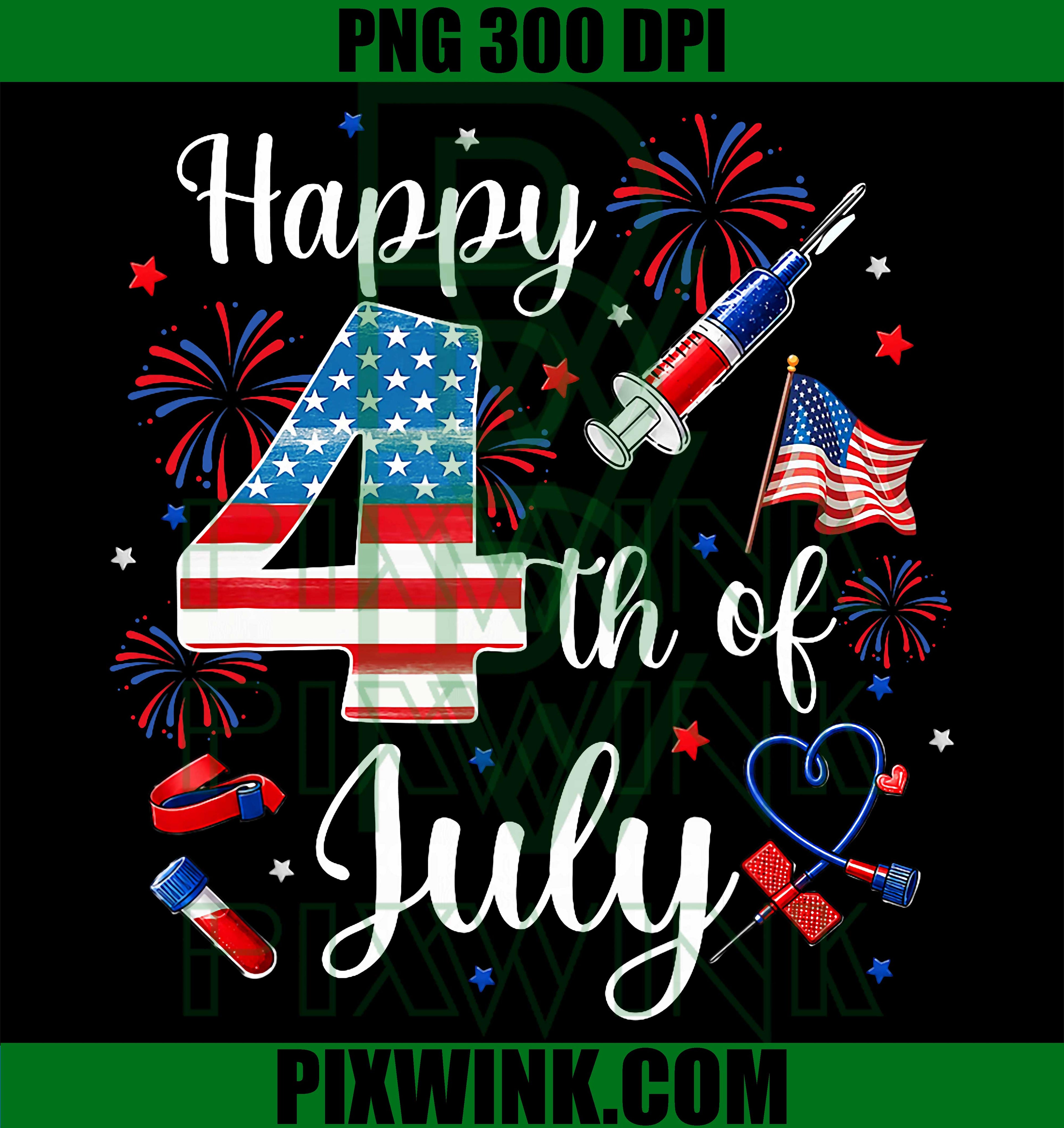 4th July Phlebotomist PNG, Patriotic Phlebotomy Nurse PNG