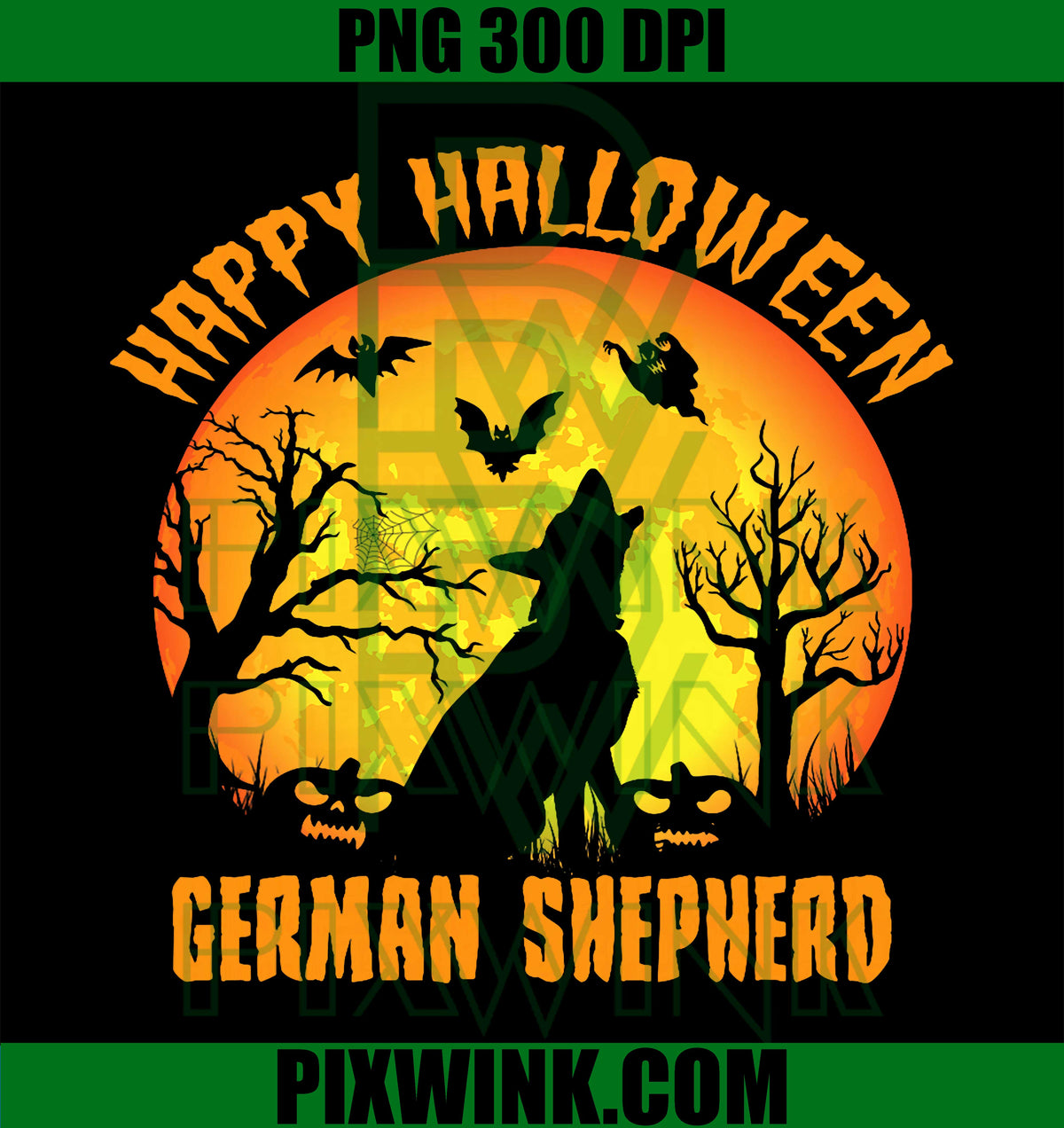 Happy Halloween German Shepherd, Dog Lover Spooky Season PNG Design Art File