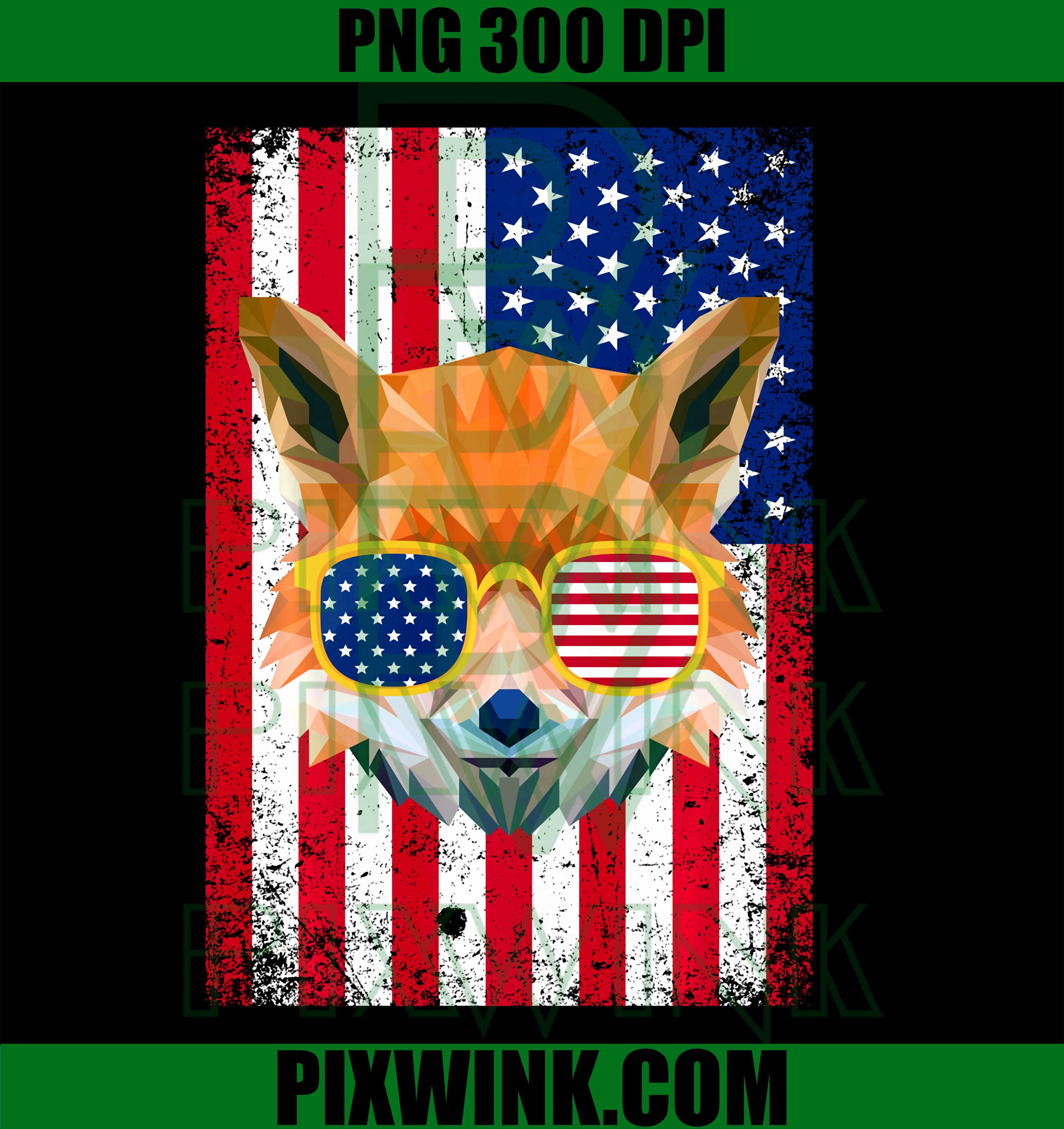Patriotic Fox 4th Of July Sunglasses PNG, USA American Flag PNG