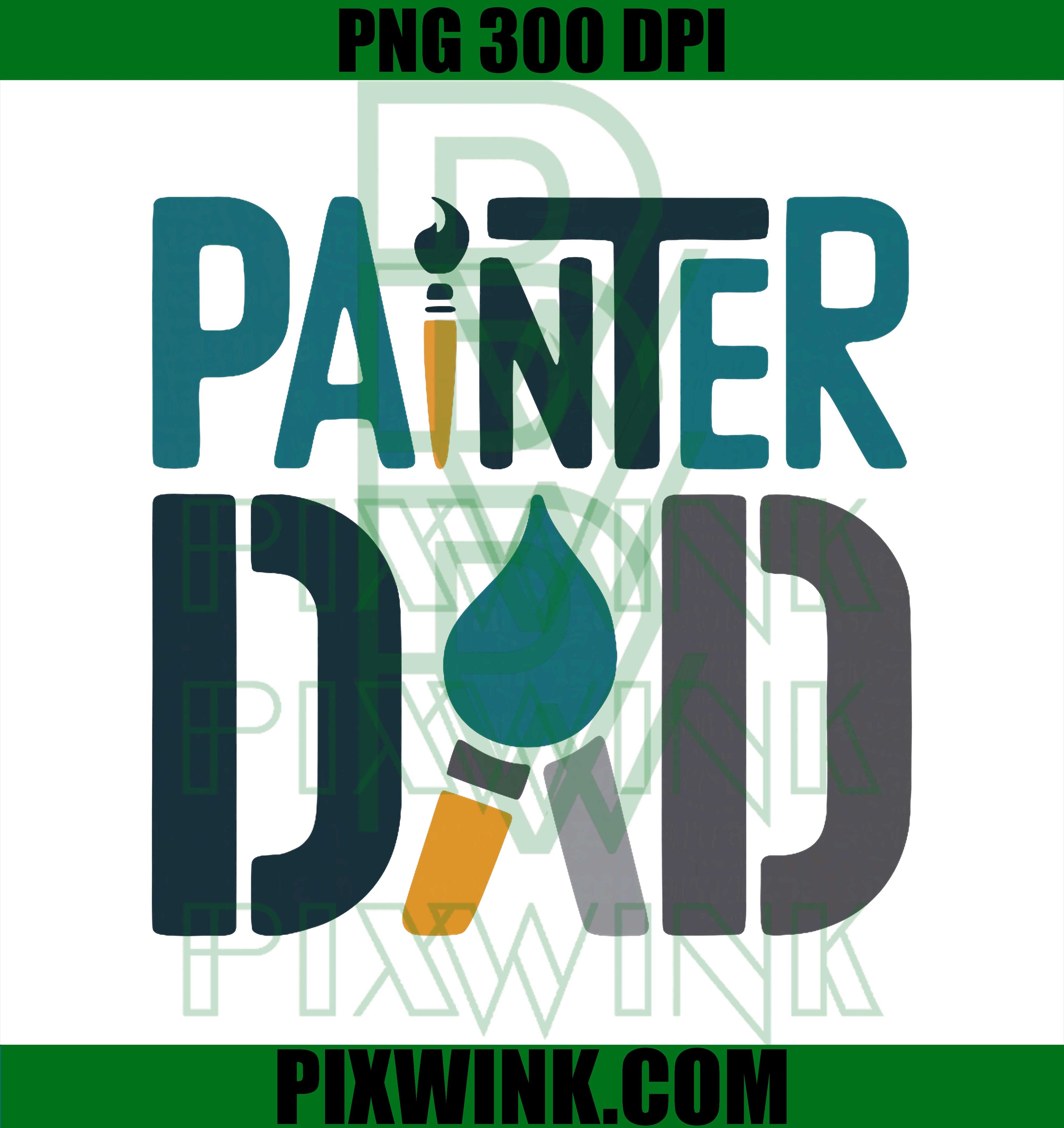 Painter Dad with Paintbrush Art Graphic PNG