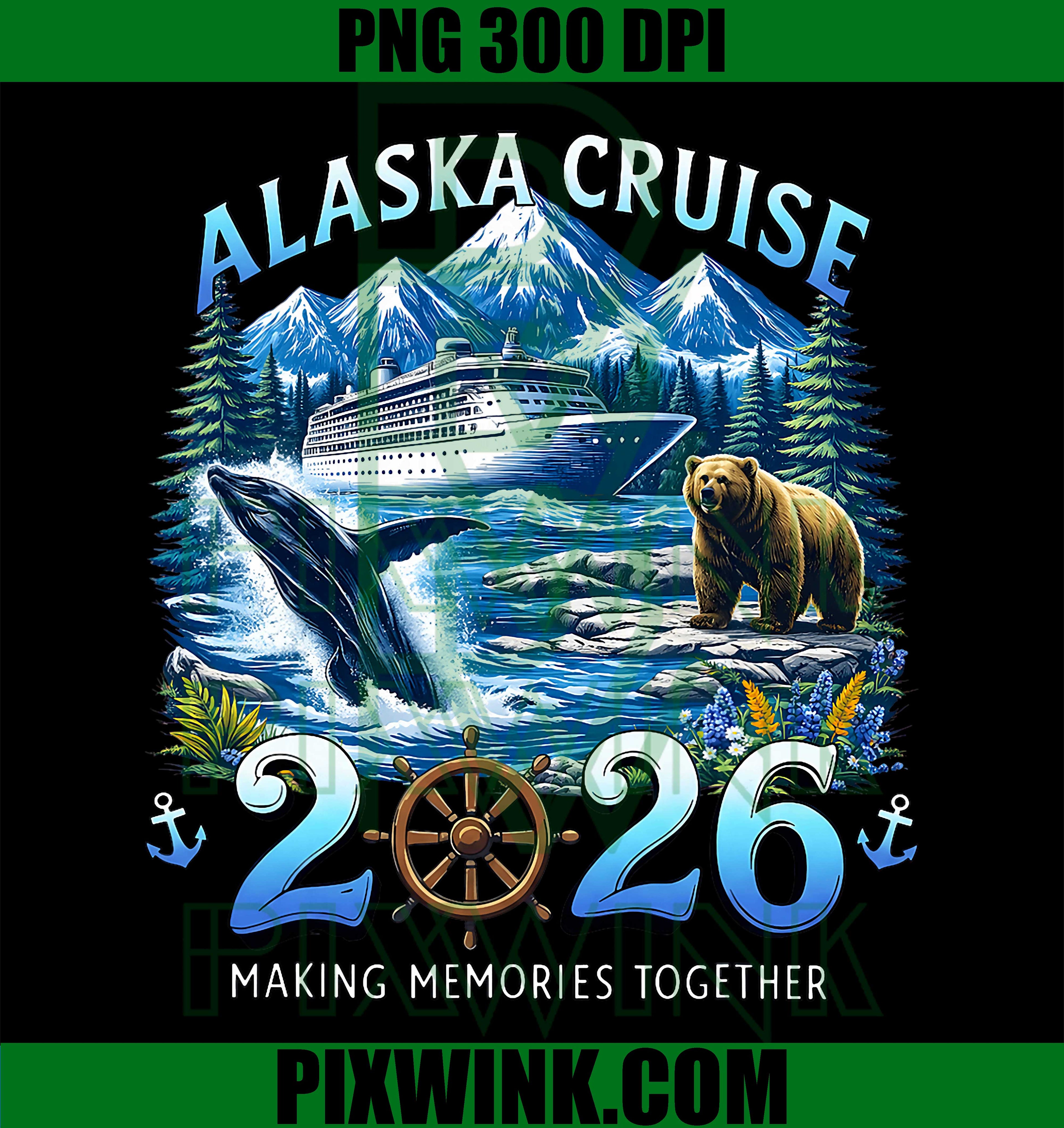 Alaska Cruise 2026 PNG, Vintage Family Vacation Cruise Design PNG